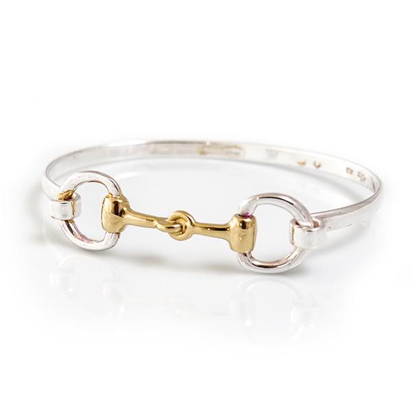 Exclusive Sterling Silver & 18ct Gold Plate Double Snaffle Clip Bracelet