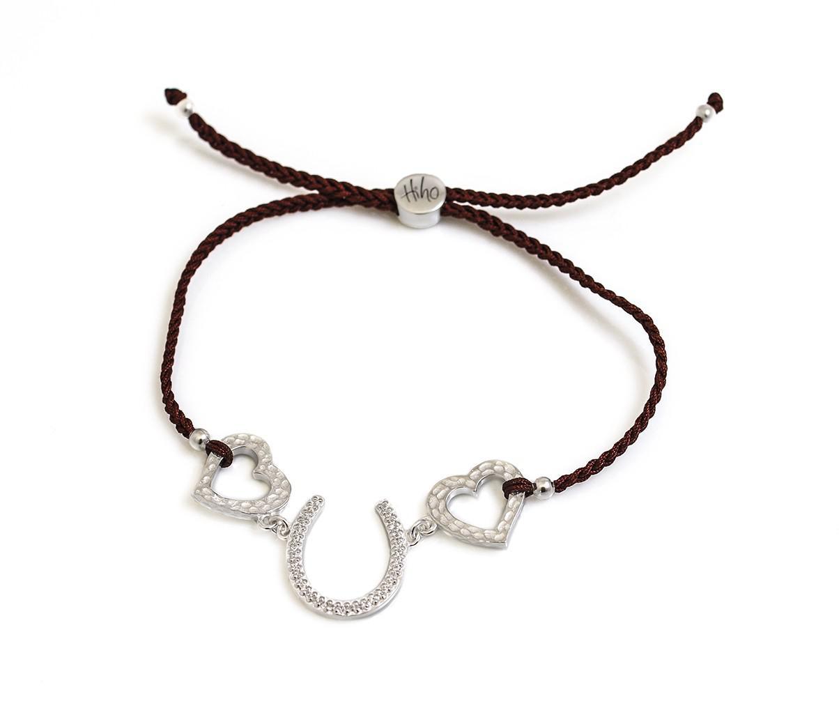 Exclusive Sterling Silver And CZ Hearts & Horseshoes Friendship Bracelet
