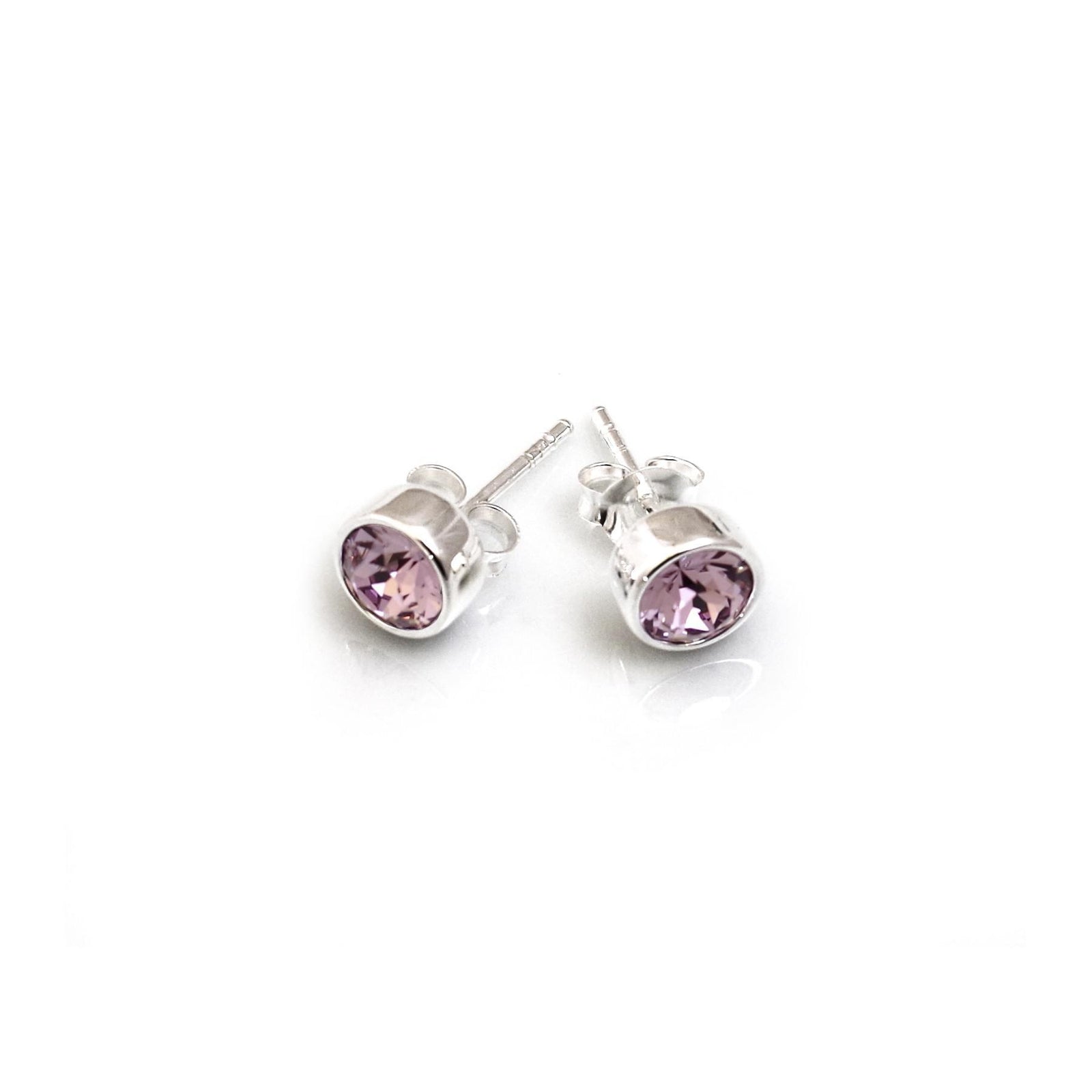 June Birthstone - Sterling Silver & Light Amethyst CZ Stud Earrings