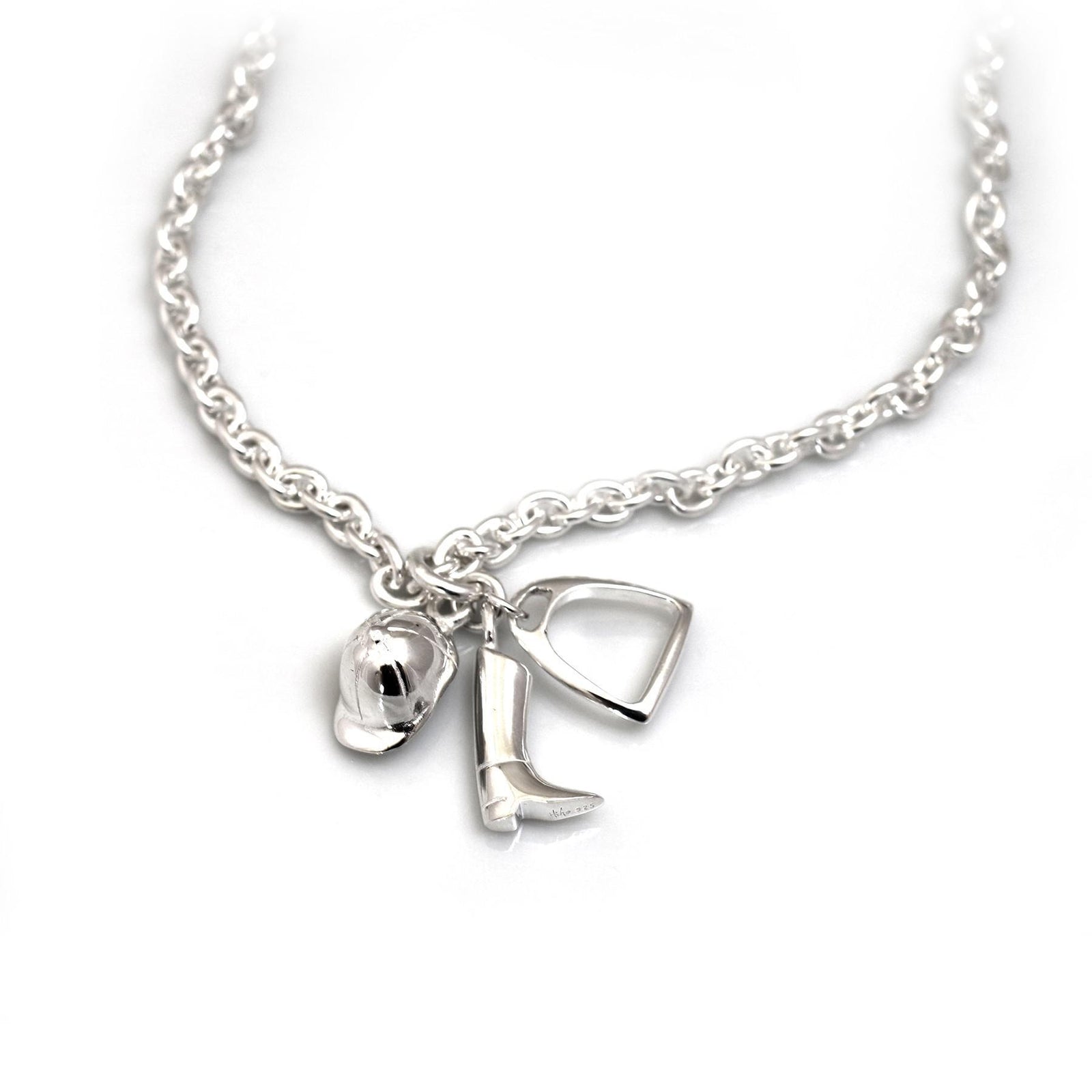 Sterling Silver Fob Necklace with Equestrian Charms