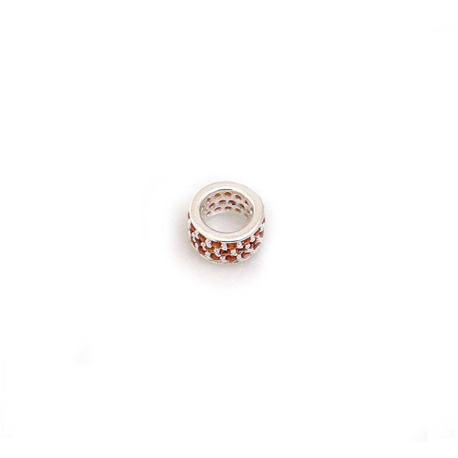 Exclusive Sterling Silver & Orange CZ Starlight Roller Charm Bead