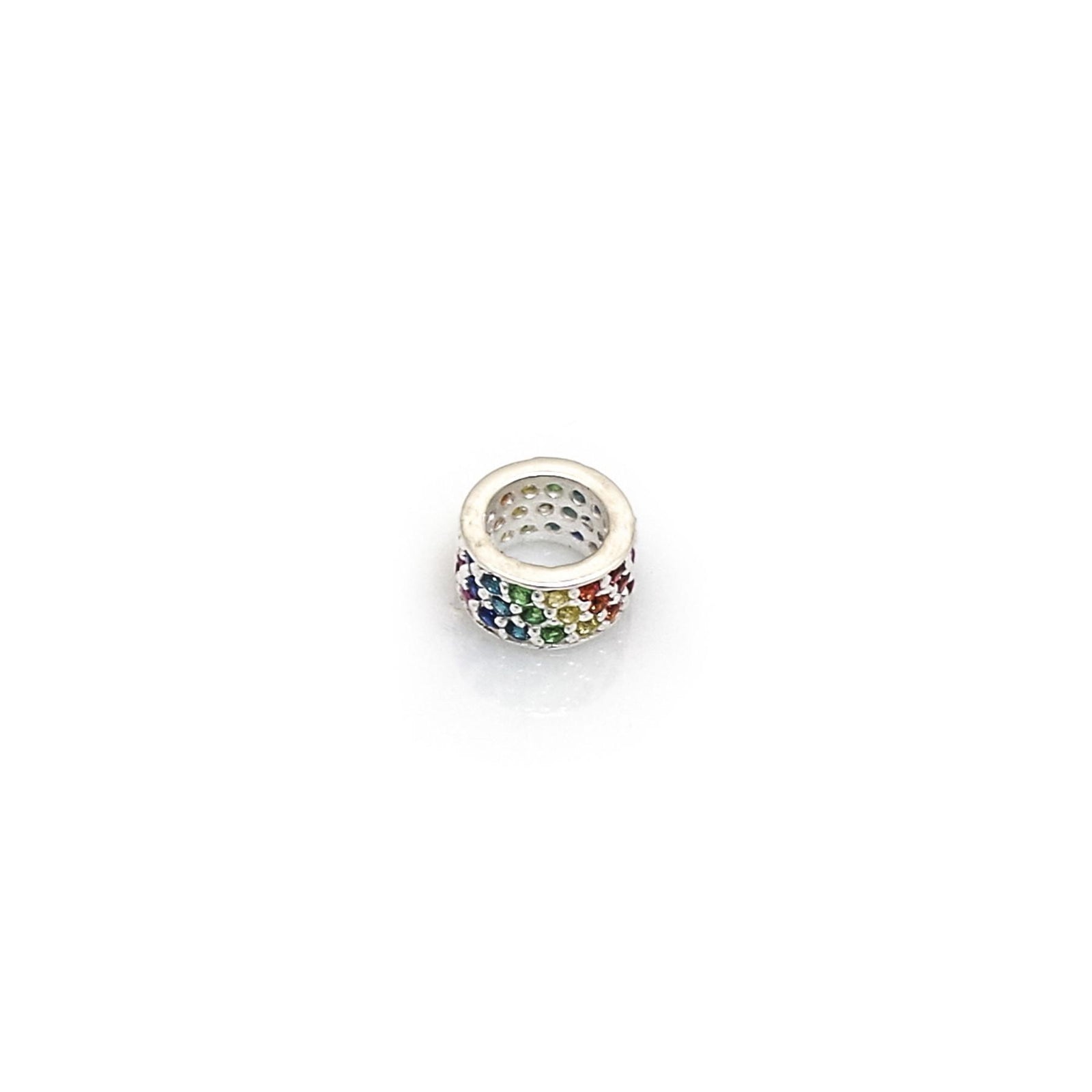 Exclusive Sterling Silver Rainbow CZ Starlight Roller Charm Bead