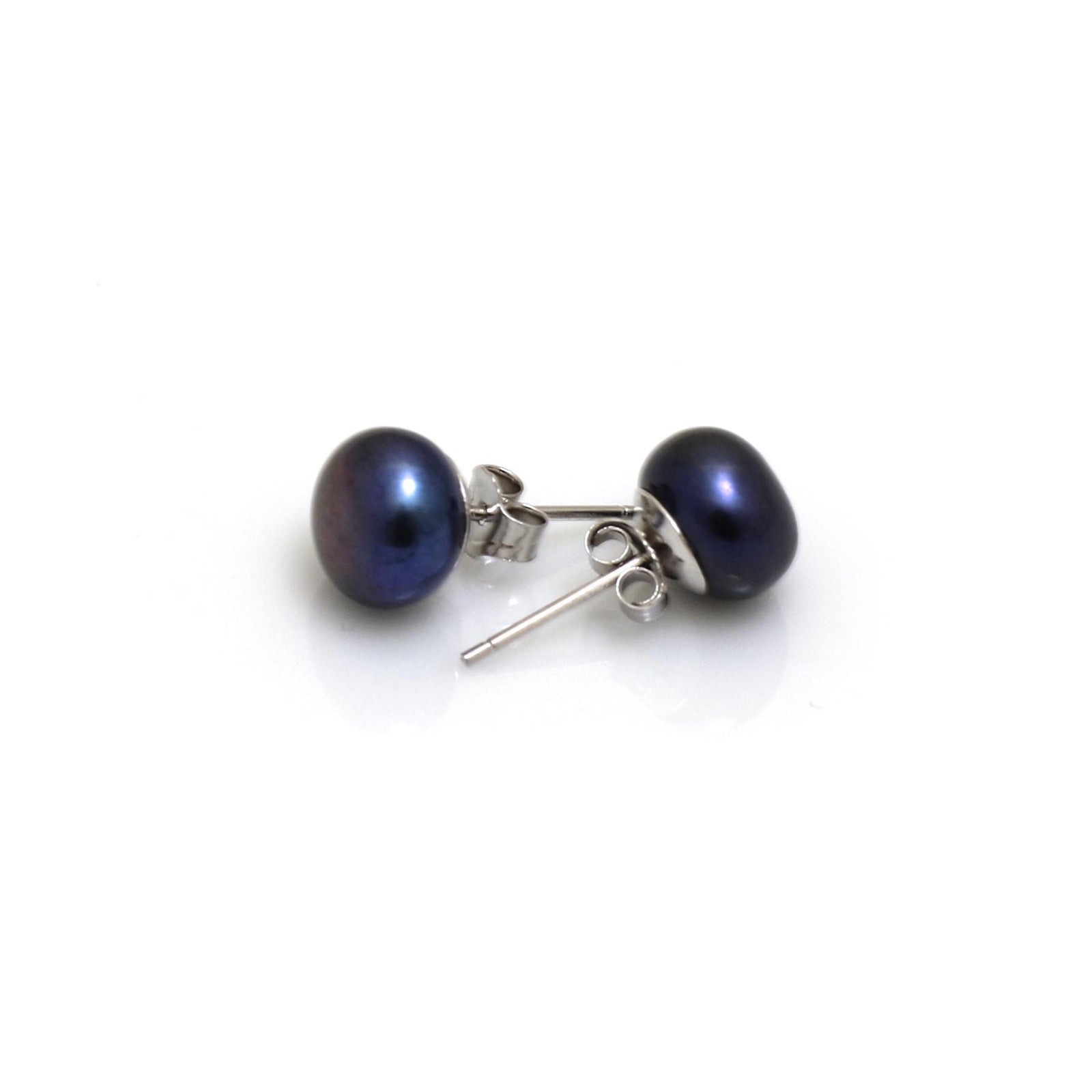 8mm Peacock Blue Freshwater Pearl Studs