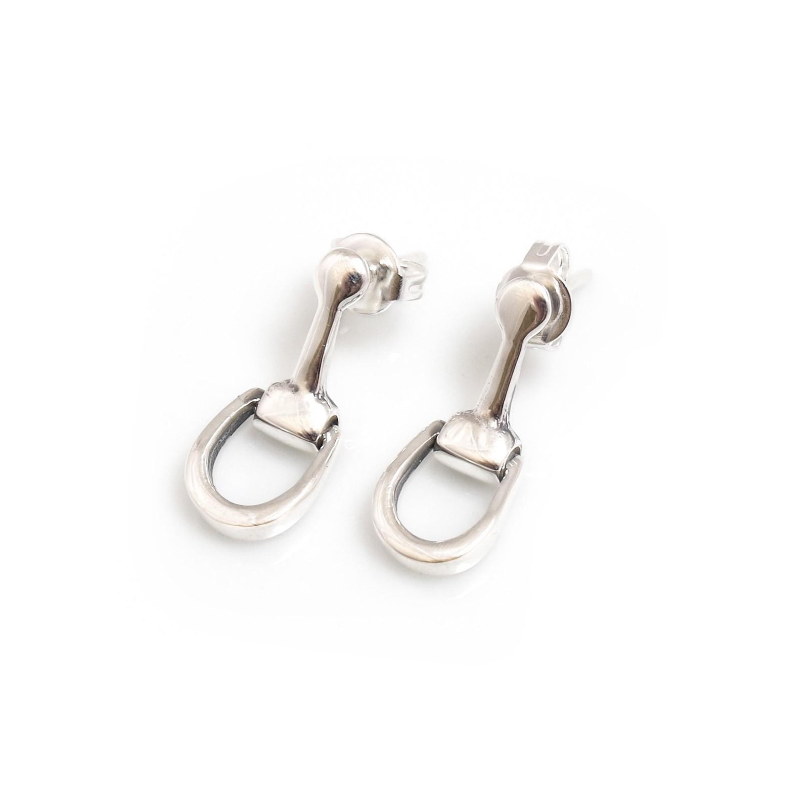 Sterling Silver Snaffle Earrings - Butterfly backs