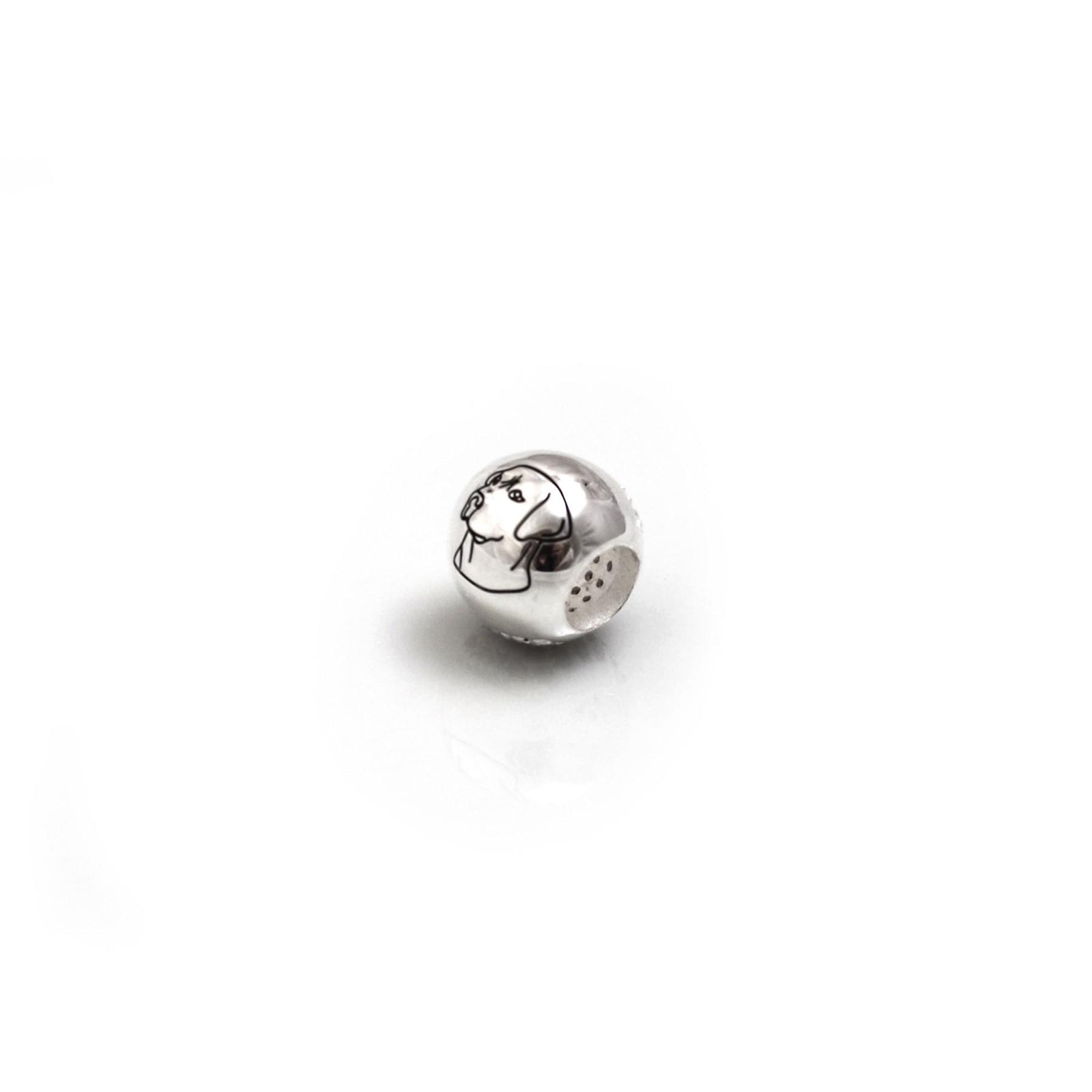 Exclusive Sterling Silver & CZ Labrador Roller Ball Bead