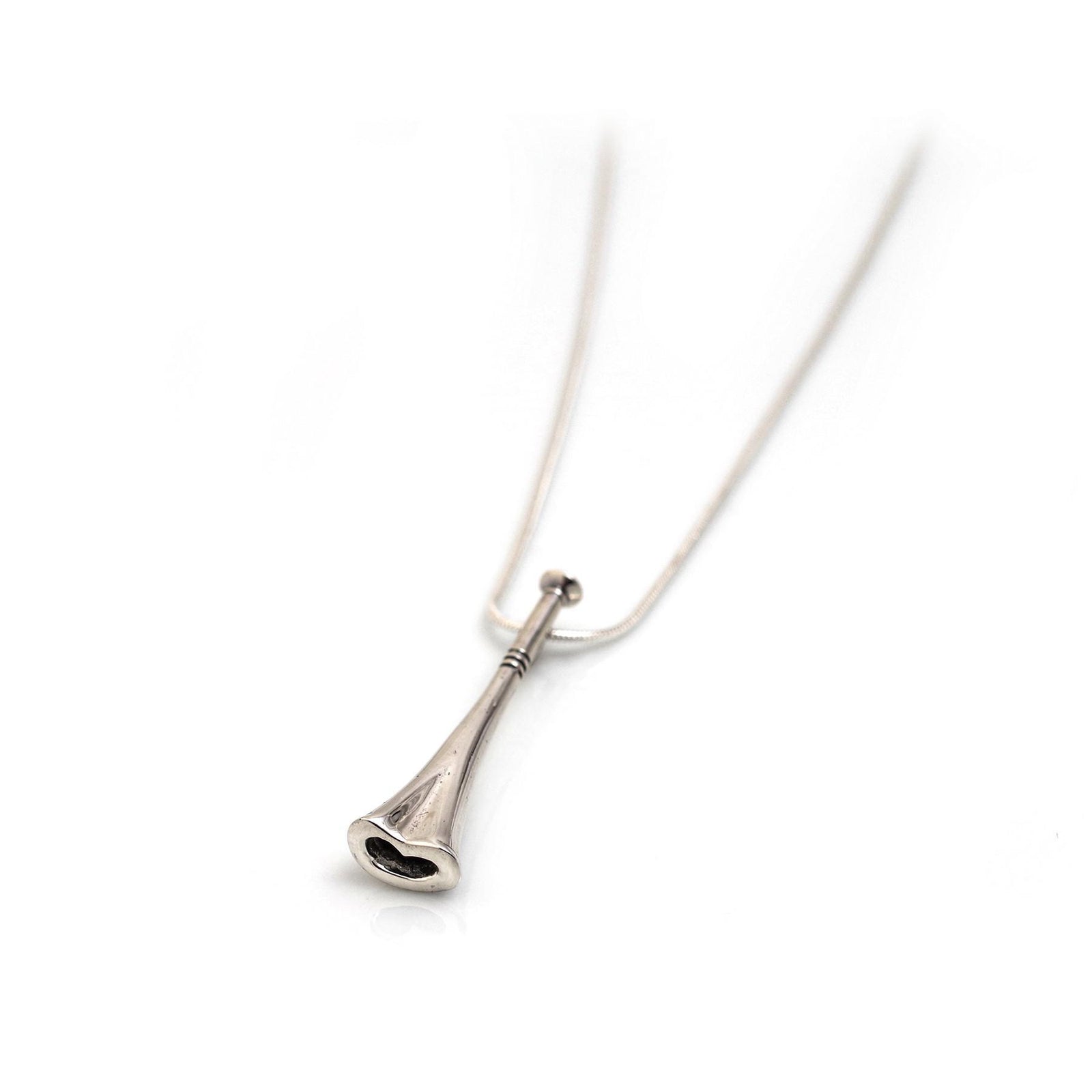 Exclusive Sterling Silver Hunting Horn Pendant With Silver Snake Chain