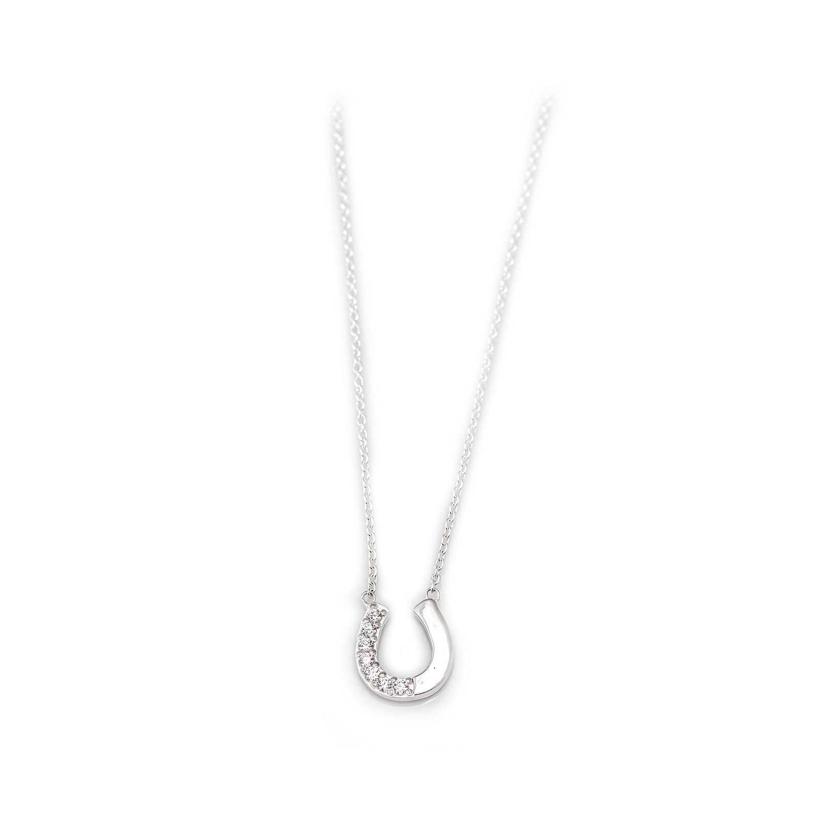 Exclusive CZ & Sterling Silver Horseshoe Necklace