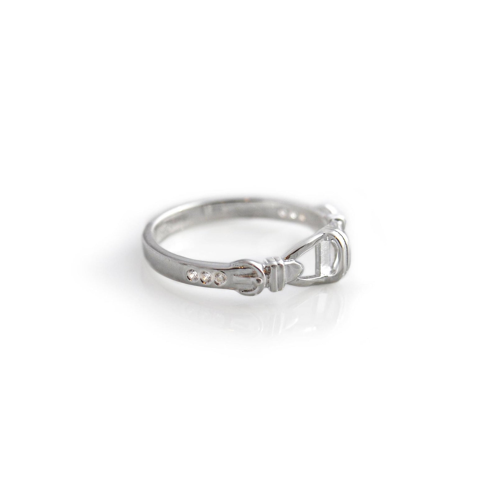 Exclusive Sterling Silver & CZ Stirrup Ring