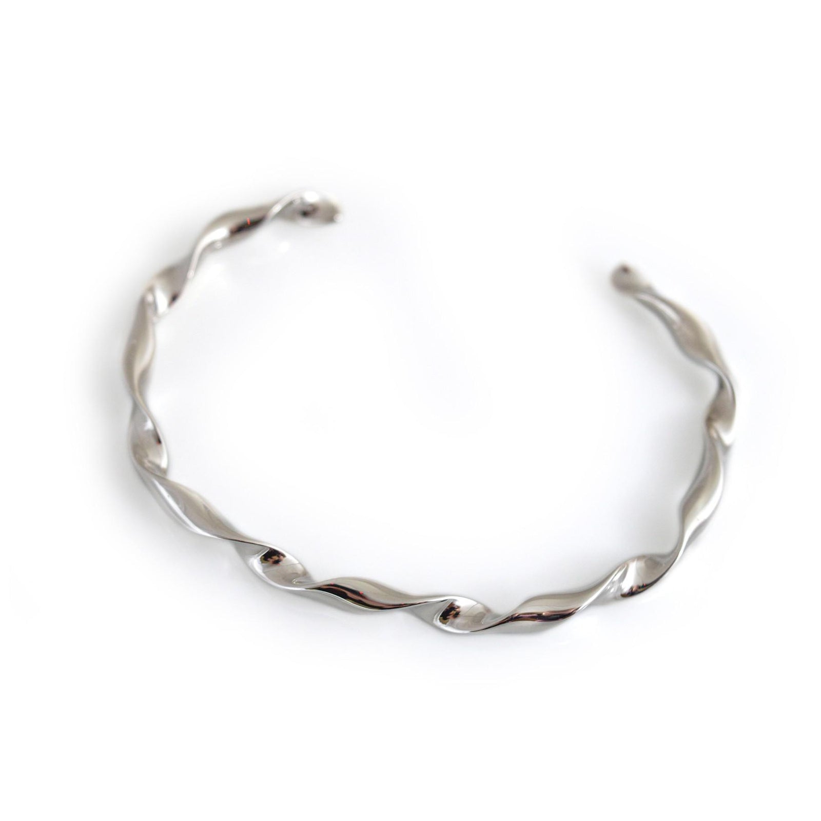 Sterling Silver Wavy Ribbon Cuff Bracelet