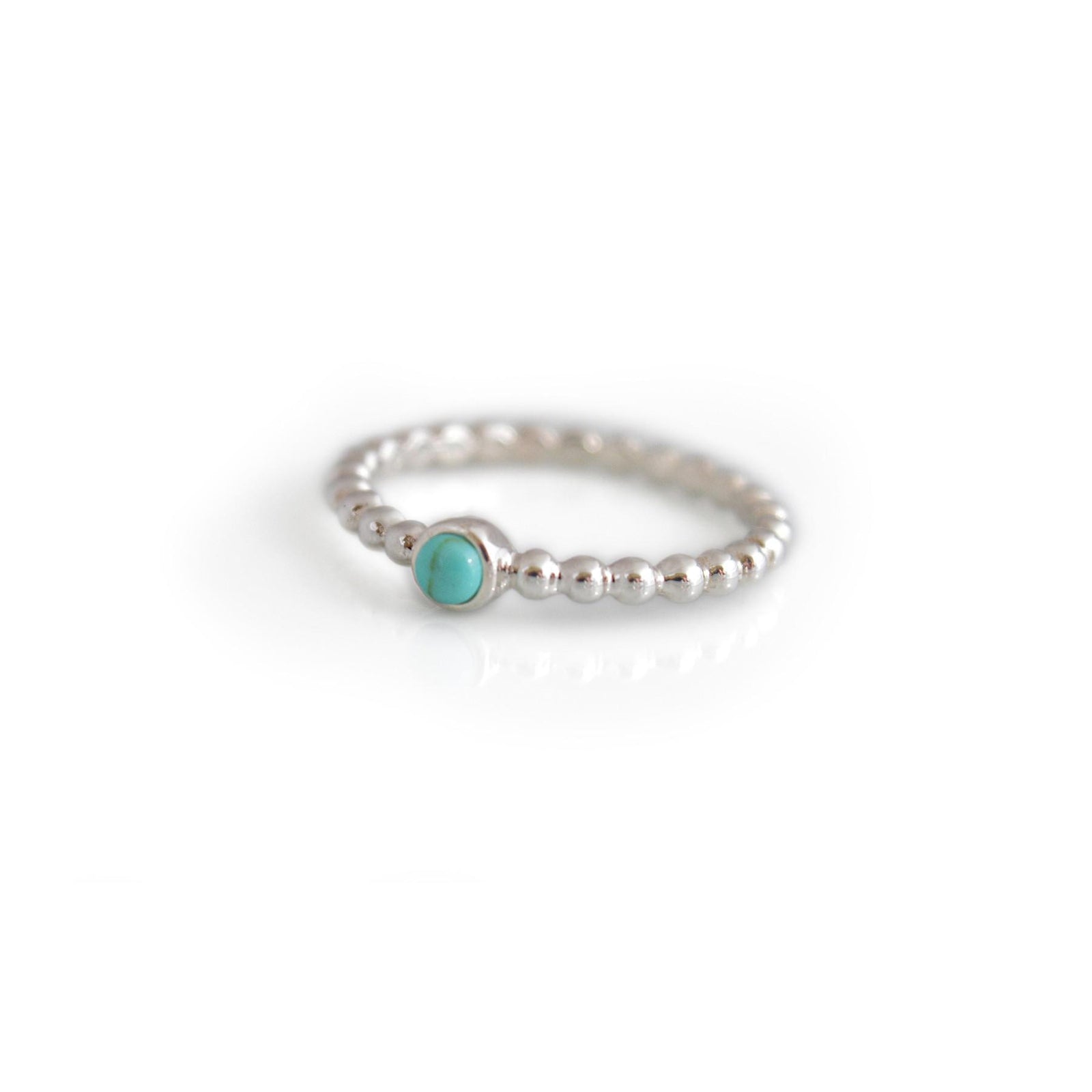 Sterling Silver Beaded Turquoise Ring