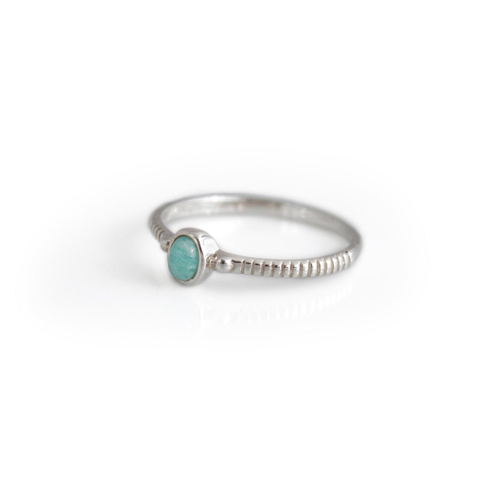 Sterling Silver & Amazonite Textured Ring