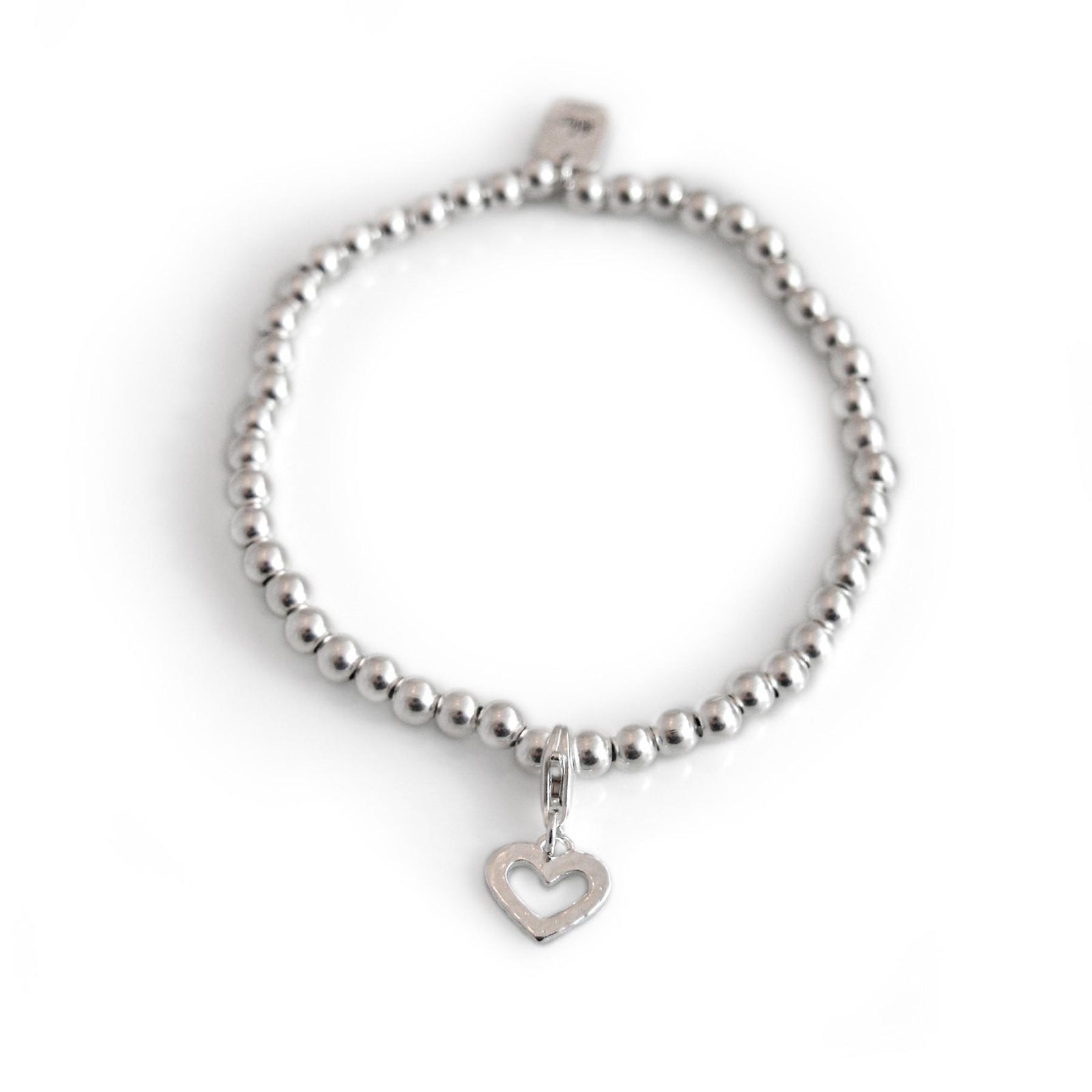 Exclusive Sterling Silver Rounded Beaded Bracelet With Charm