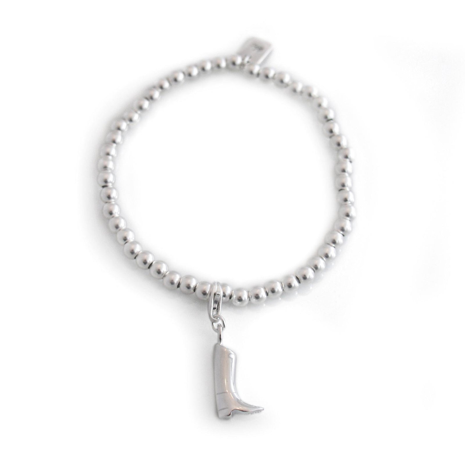 Exclusive Sterling Silver Rounded Beaded Bracelet With Charm
