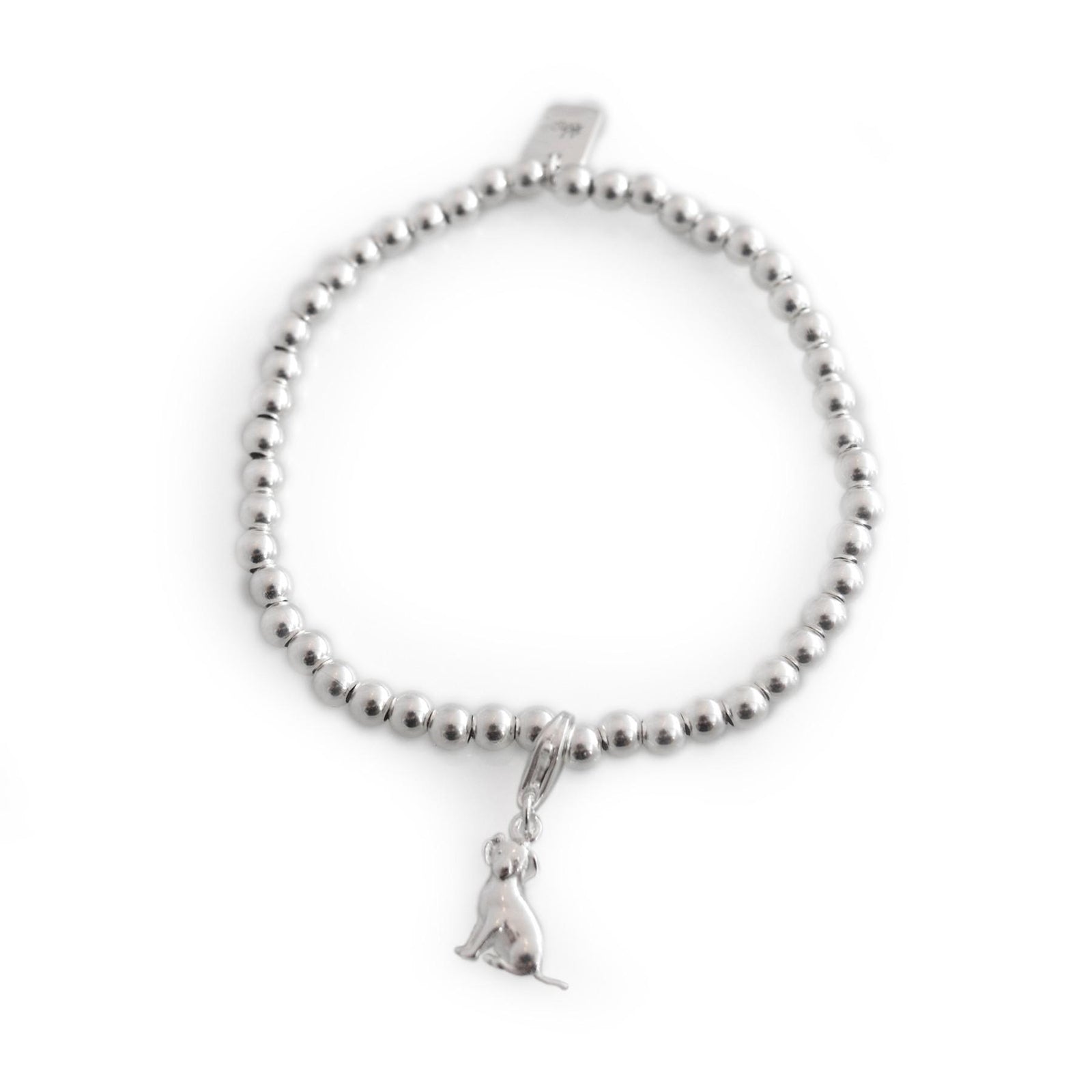 Exclusive Sterling Silver Rounded Beaded Bracelet With Charm