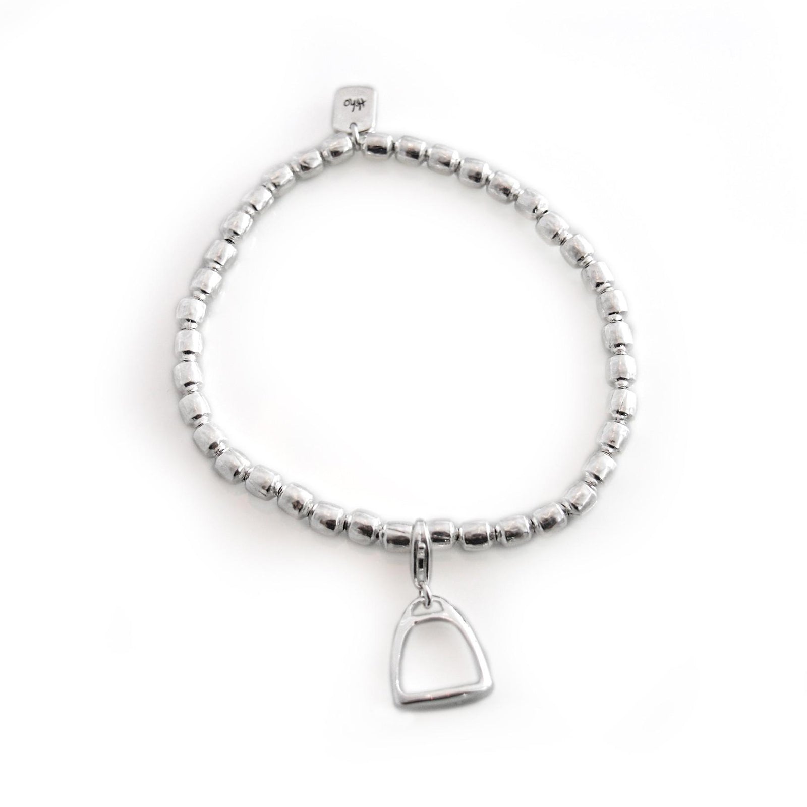 Exclusive Sterling Silver Drum Bead Bracelet With Charm