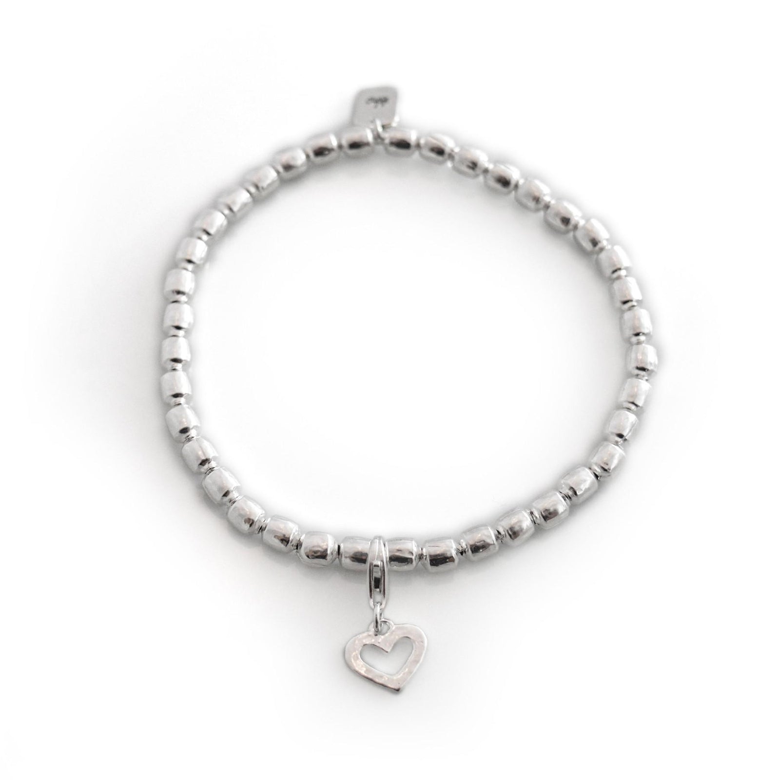 Exclusive Sterling Silver Drum Bead Bracelet With Charm