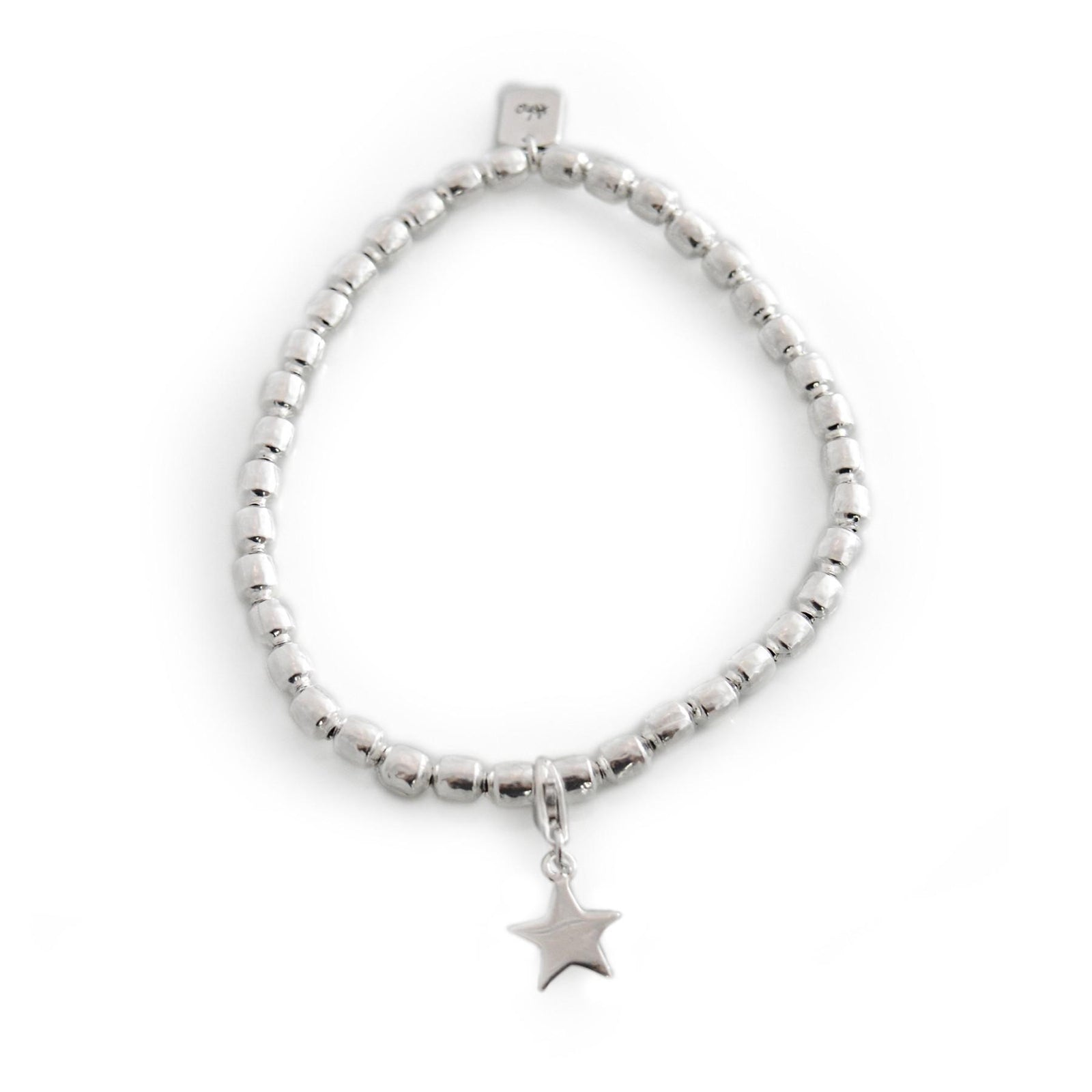 Exclusive Sterling Silver Drum Bead Bracelet With Charm
