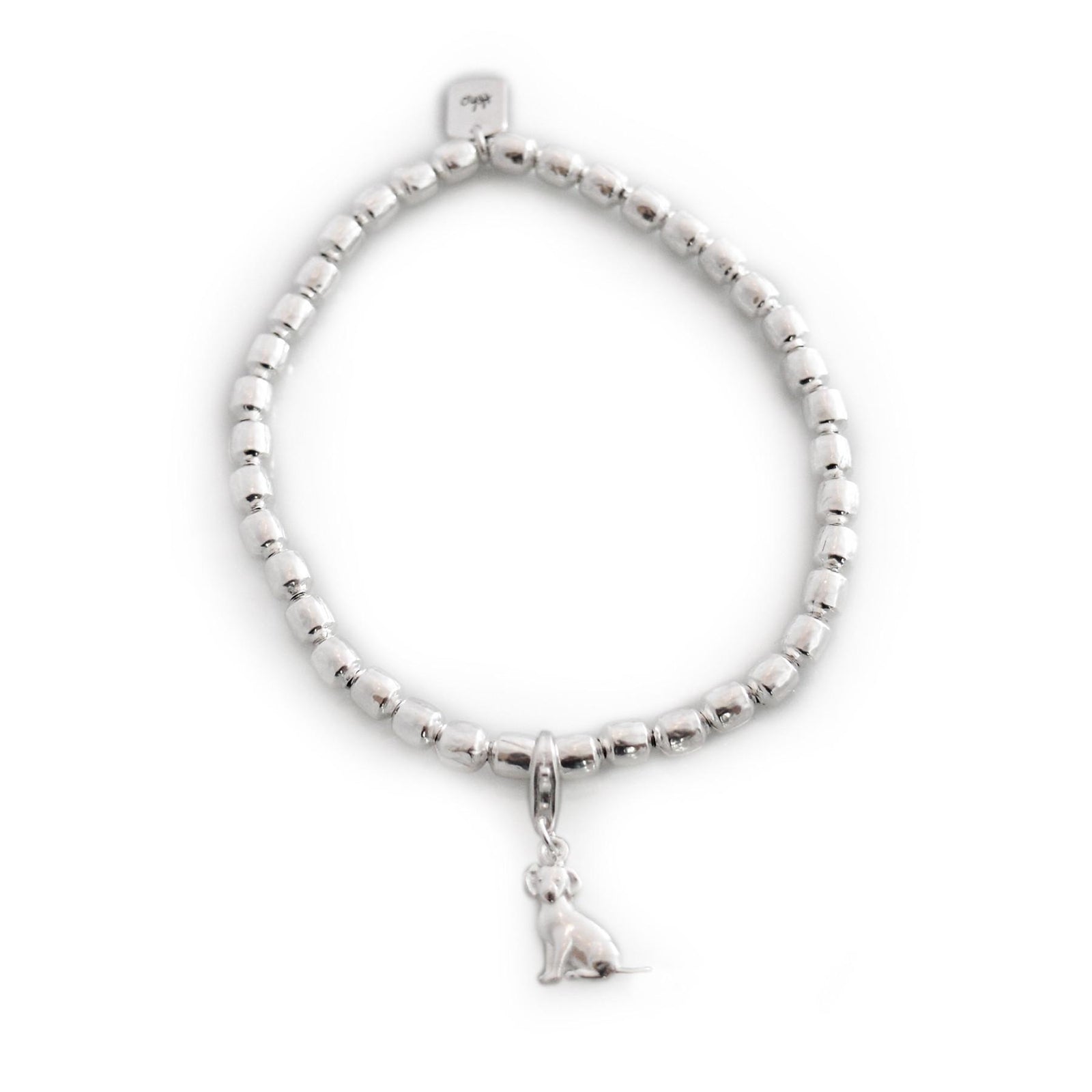 Exclusive Sterling Silver Drum Bead Bracelet With Charm