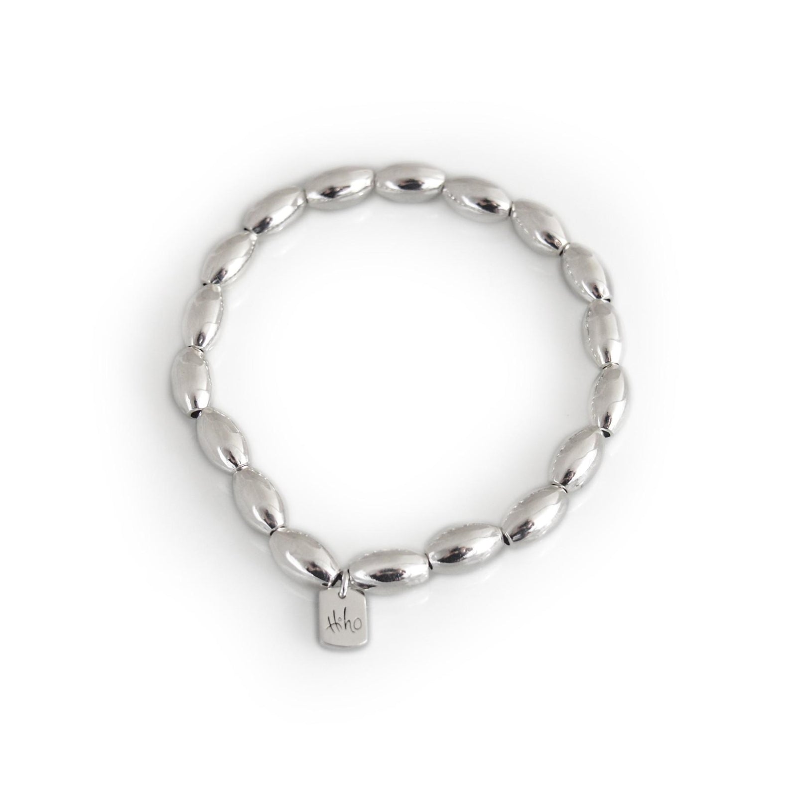 Sterling Silver Oval Beaded Bracelet