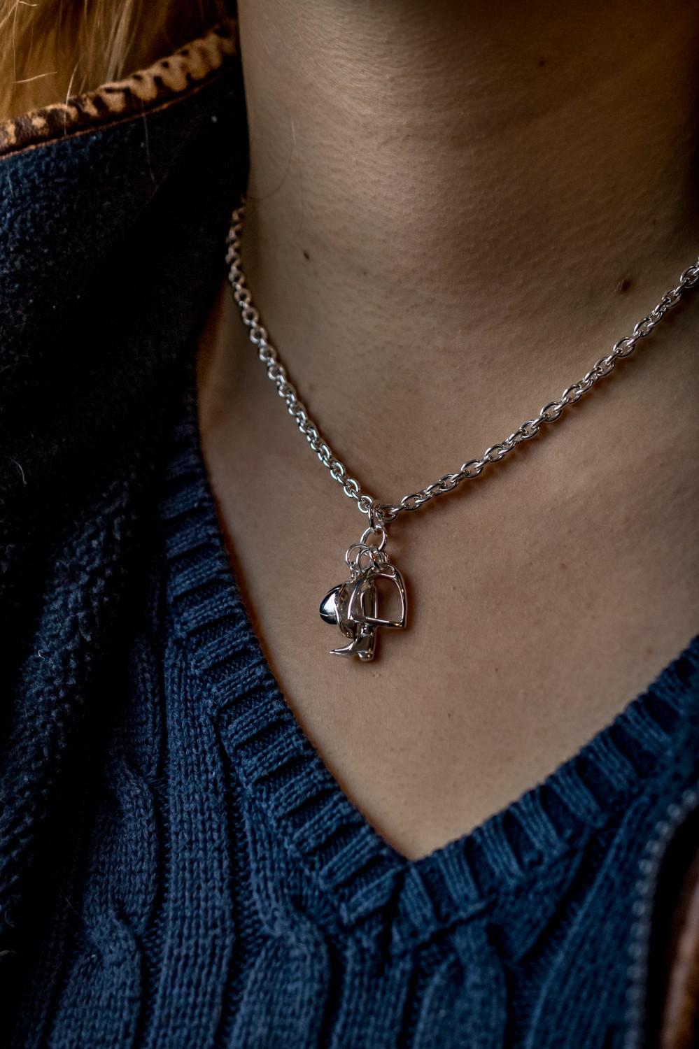 Sterling Silver Fob Necklace with Equestrian Charms