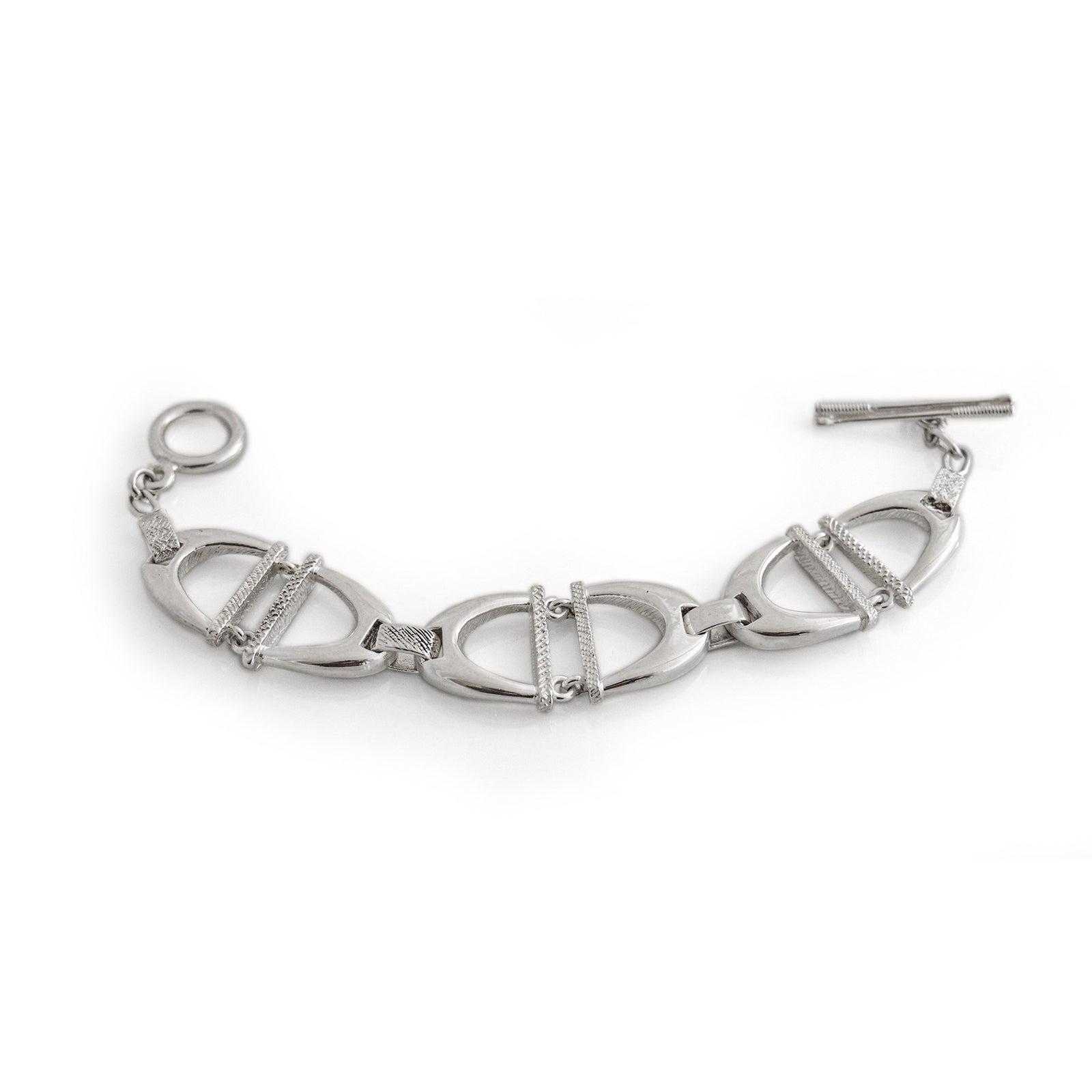 Sterling Silver Textured Stirrups Bracelet
