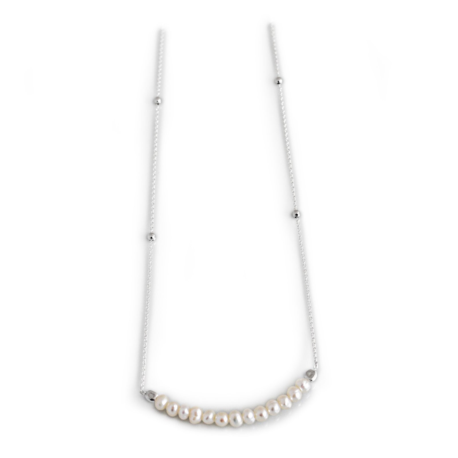 Sterling Silver Fine Chained Pearl Necklace