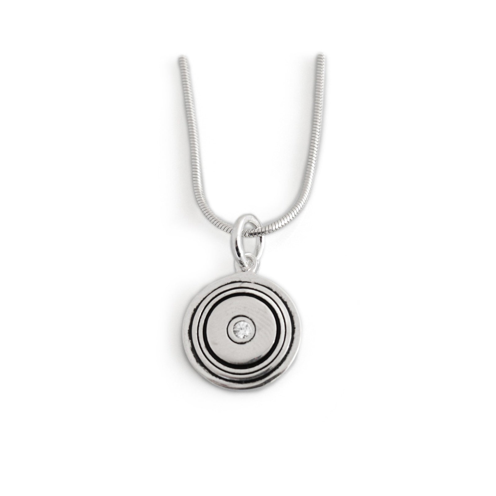 Exclusive Sterling Silver & CZ Shotgun Clay Necklace