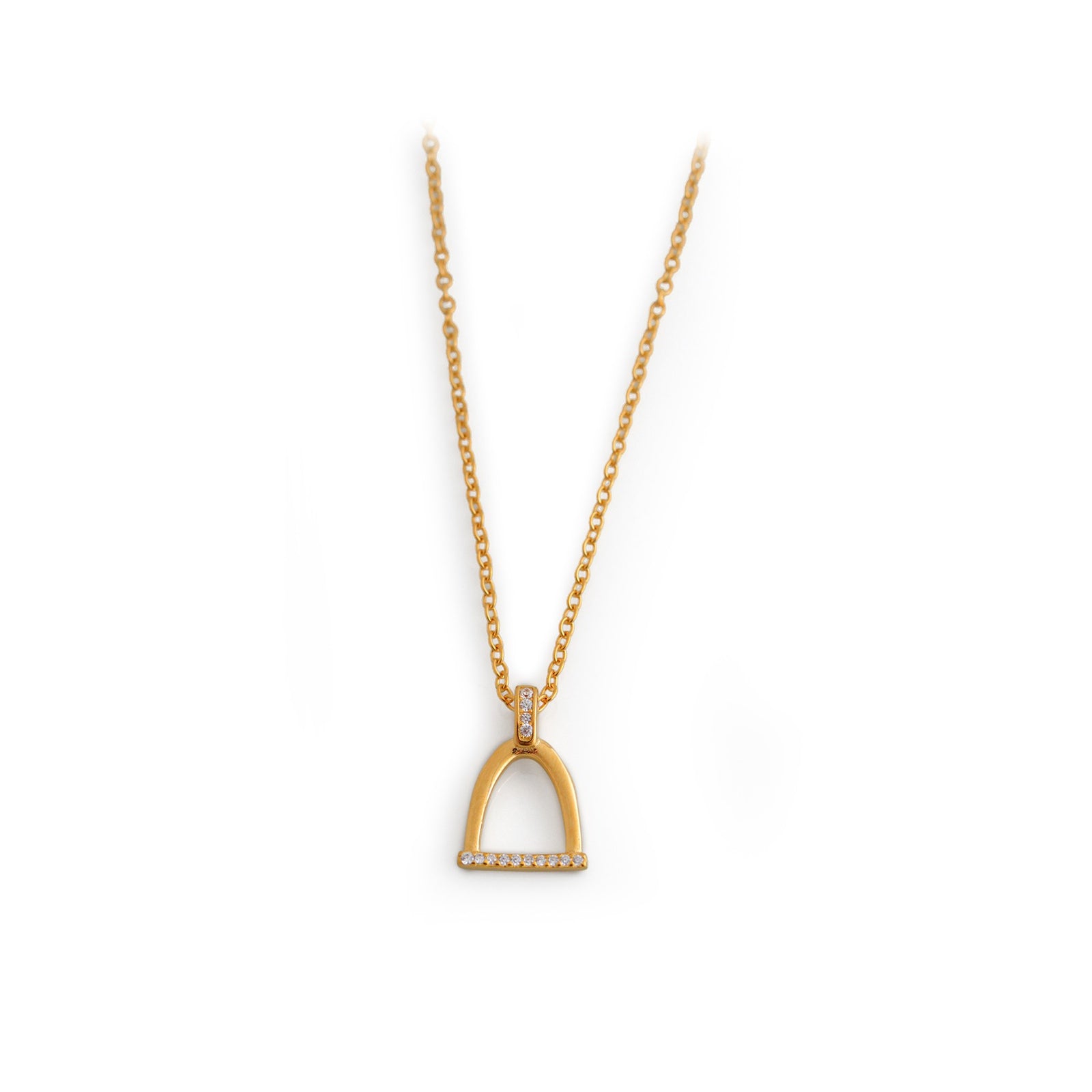 Sterling Silver & 18ct Gold Plated CZ Stirrup Necklace