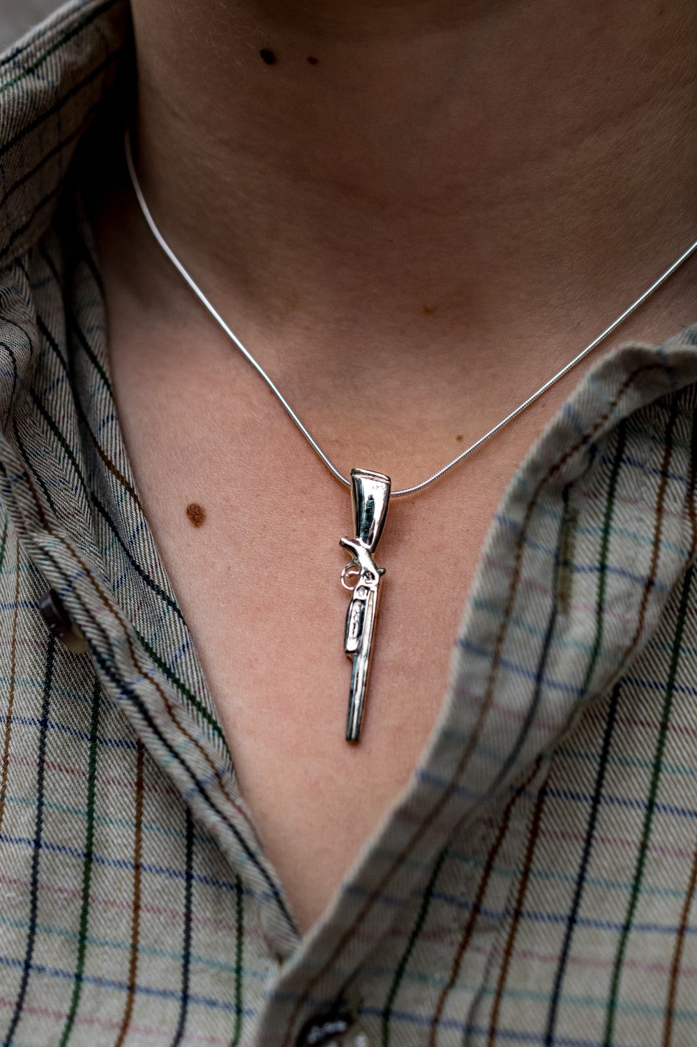 Exclusive Sterling Silver Abbey Ling Shotgun Pendant With Chain