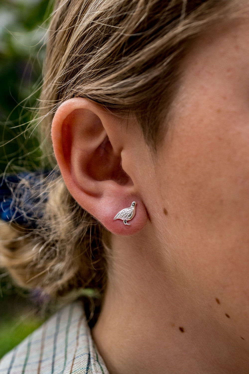 Exclusive Sterling Silver Partridge Stud Earrings