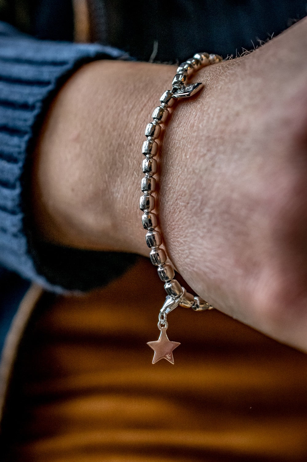 Sterling Silver Drum Bead Bracelet