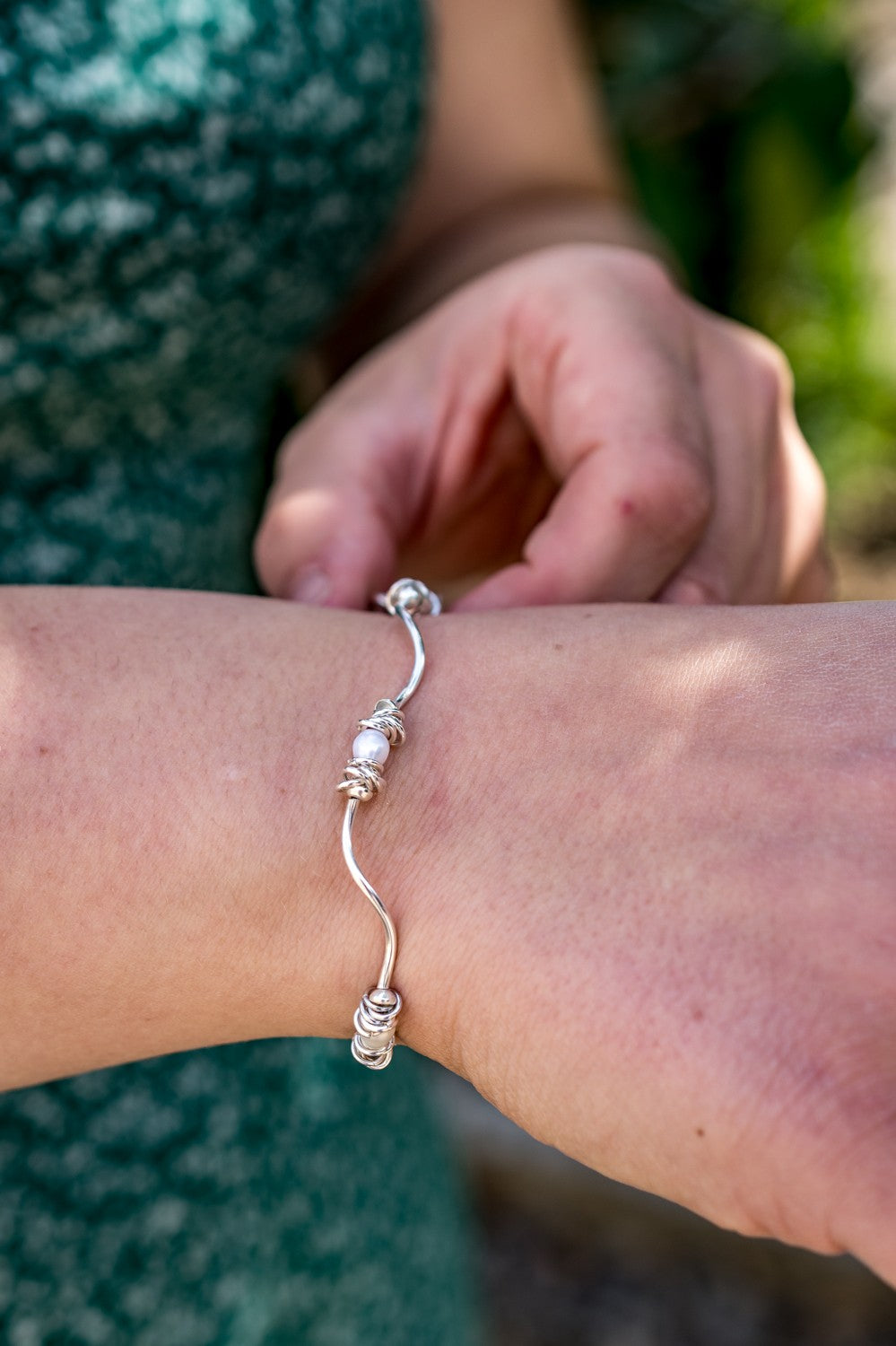 Sterling Silver Multi-link & Pearl Bracelet