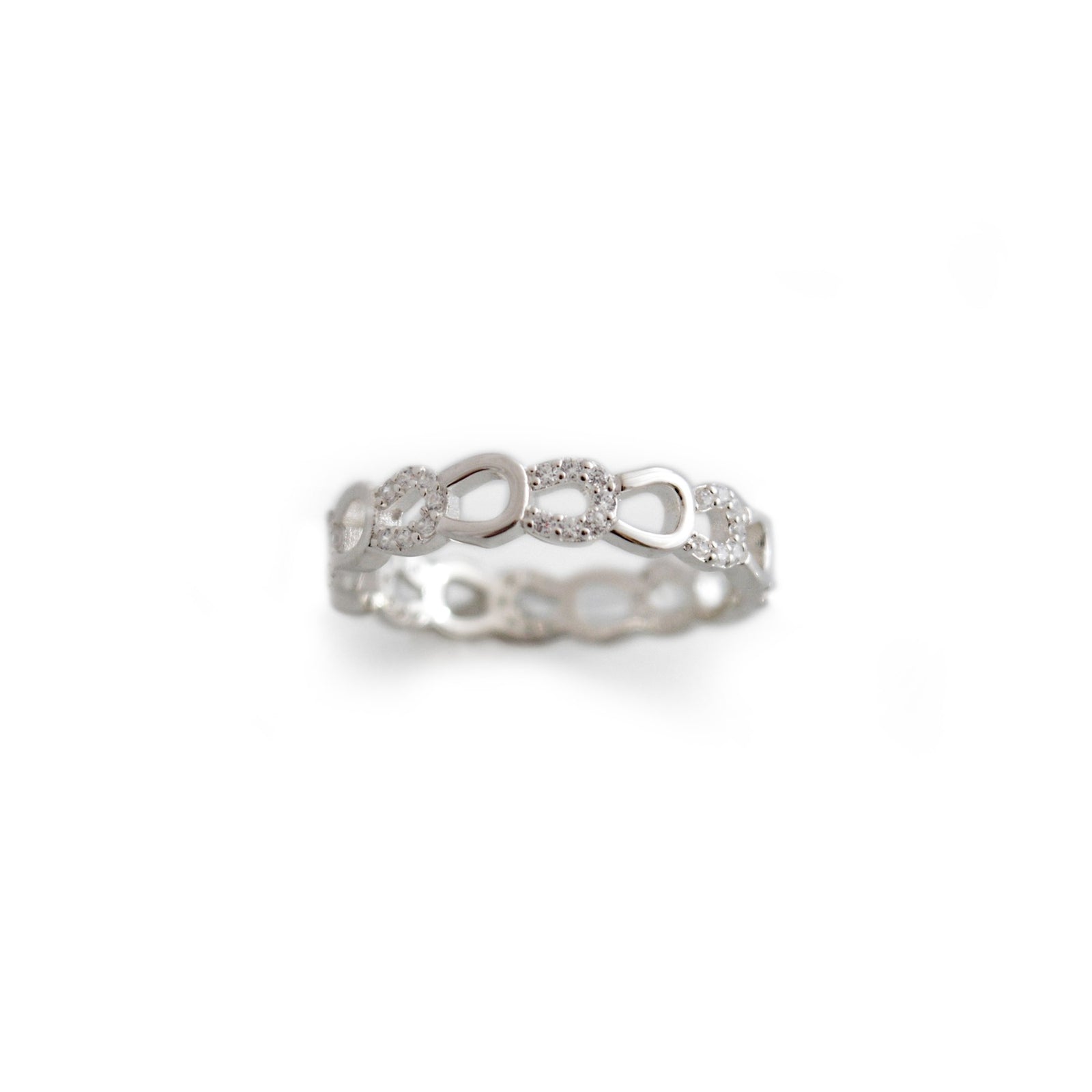 Sterling Silver & CZ Horseshoes Ring