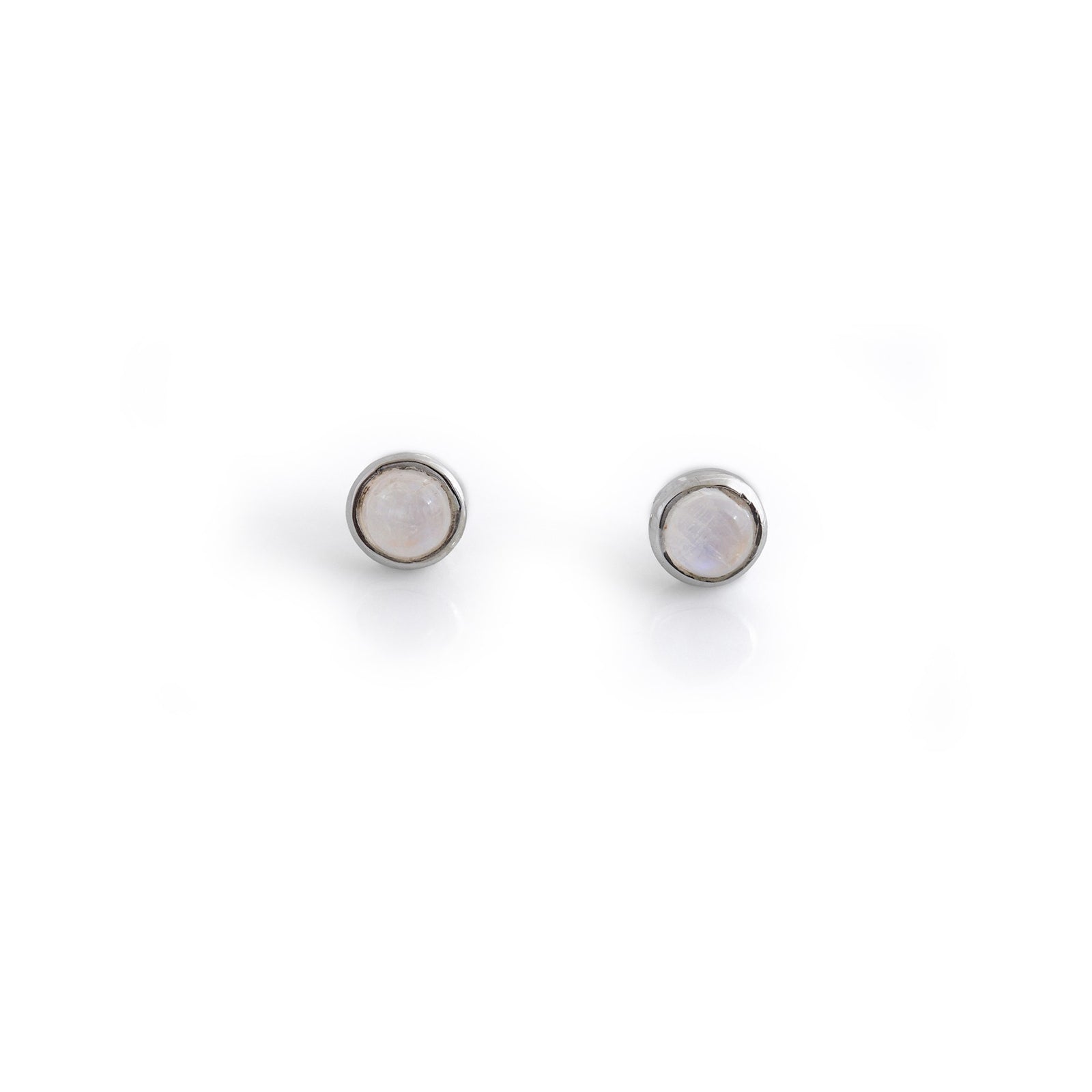 Sterling Silver Moonstone Stud Earrings