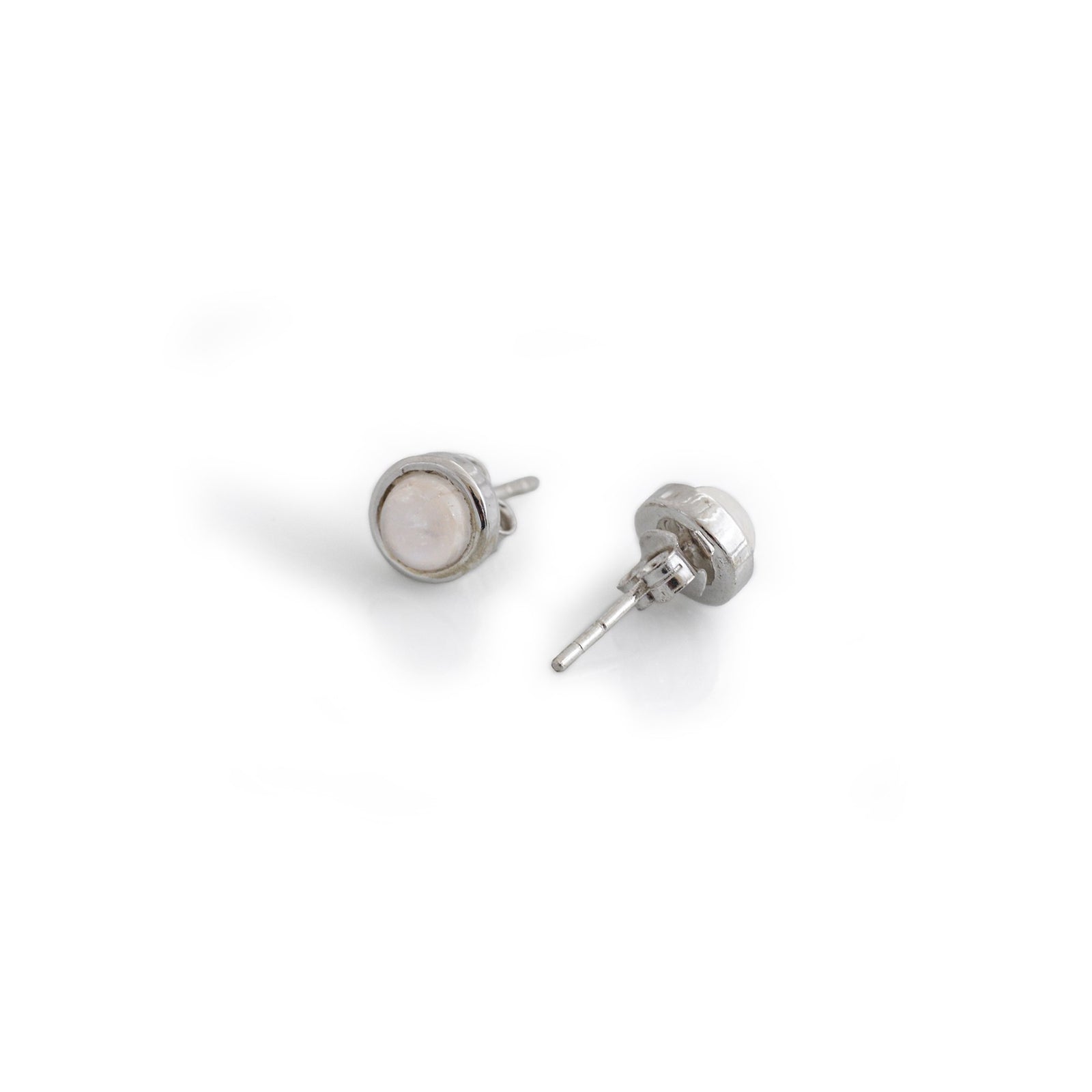 Sterling Silver Moonstone Stud Earrings