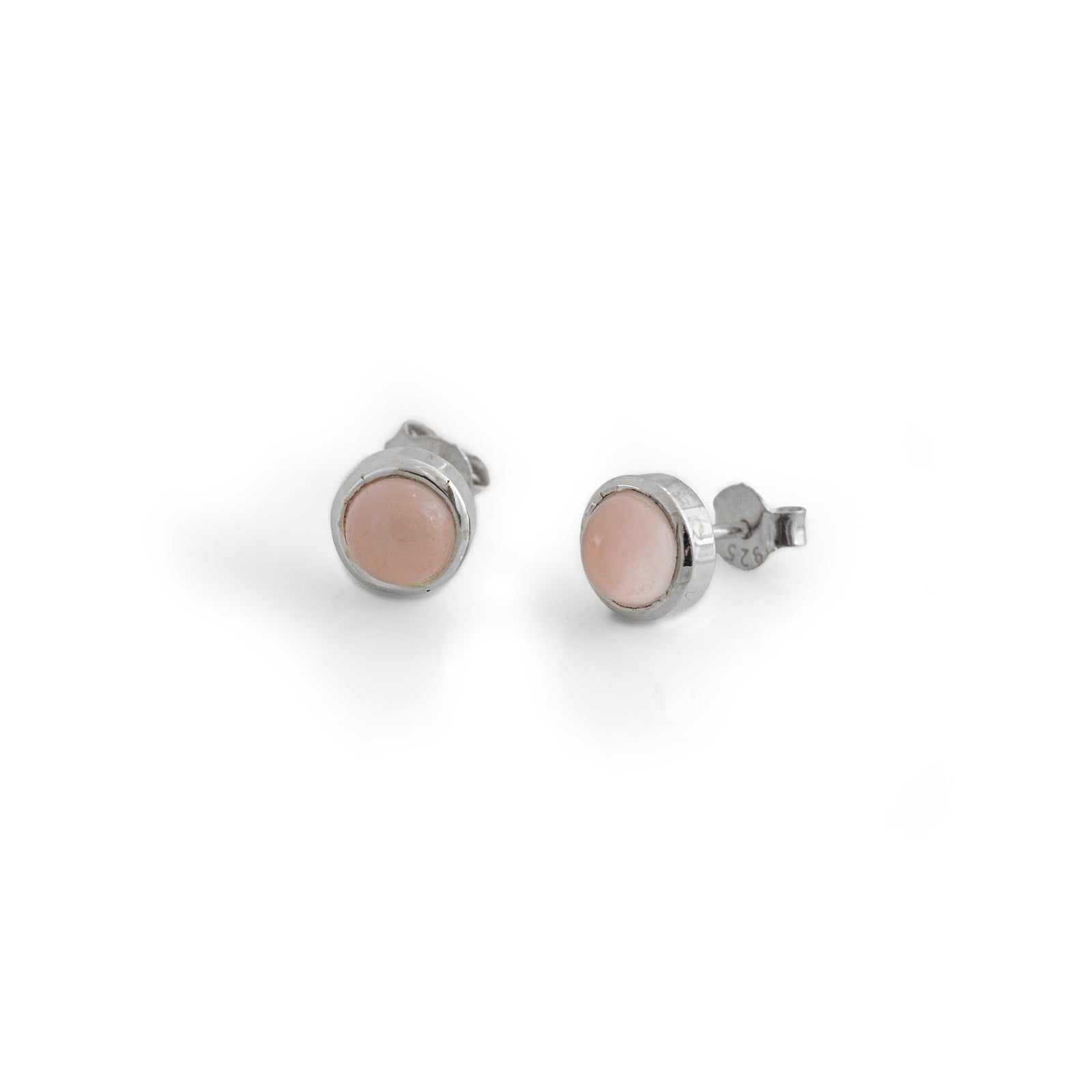 Sterling Silver & Rose Quartz Stud Earrings