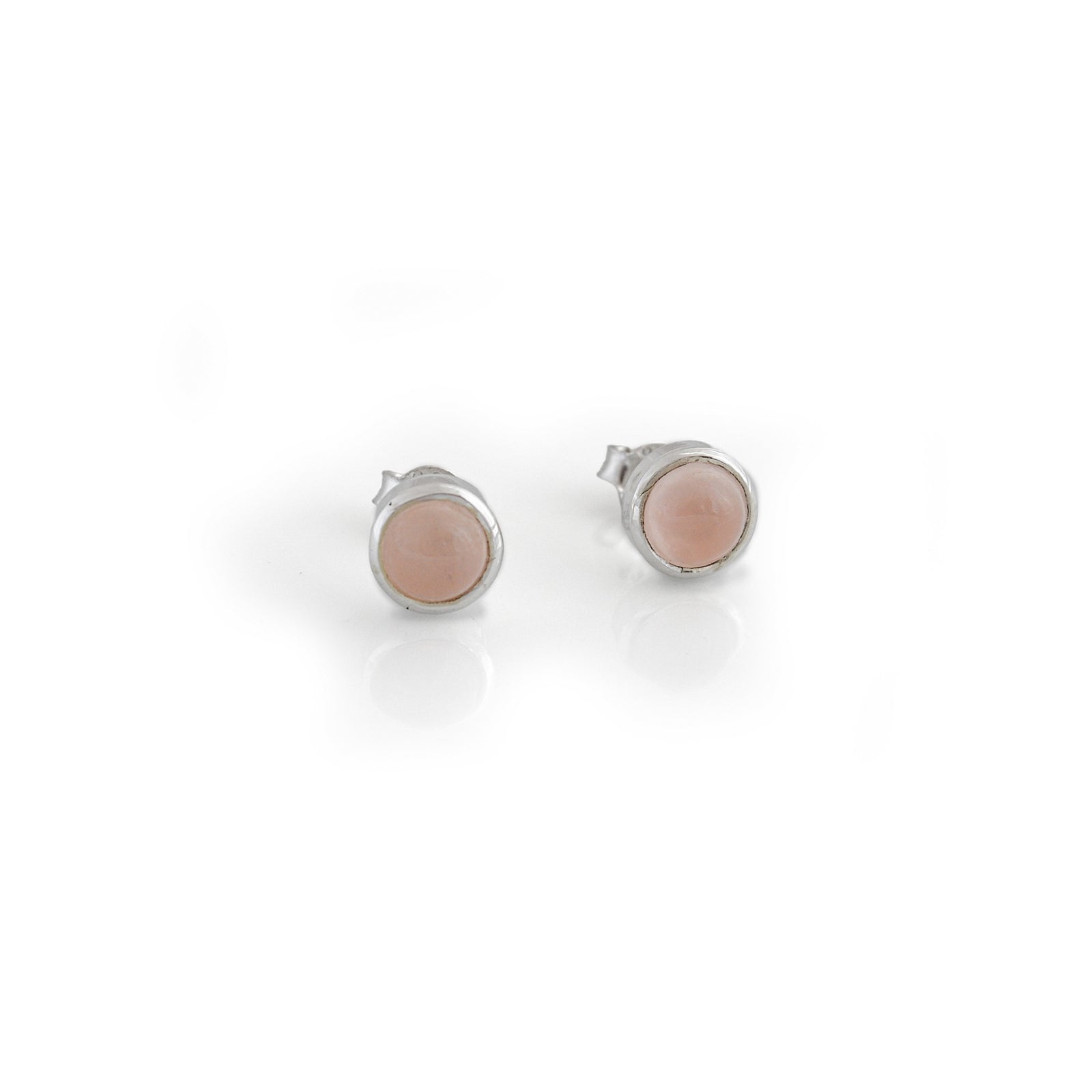 Sterling Silver & Rose Quartz Stud Earrings