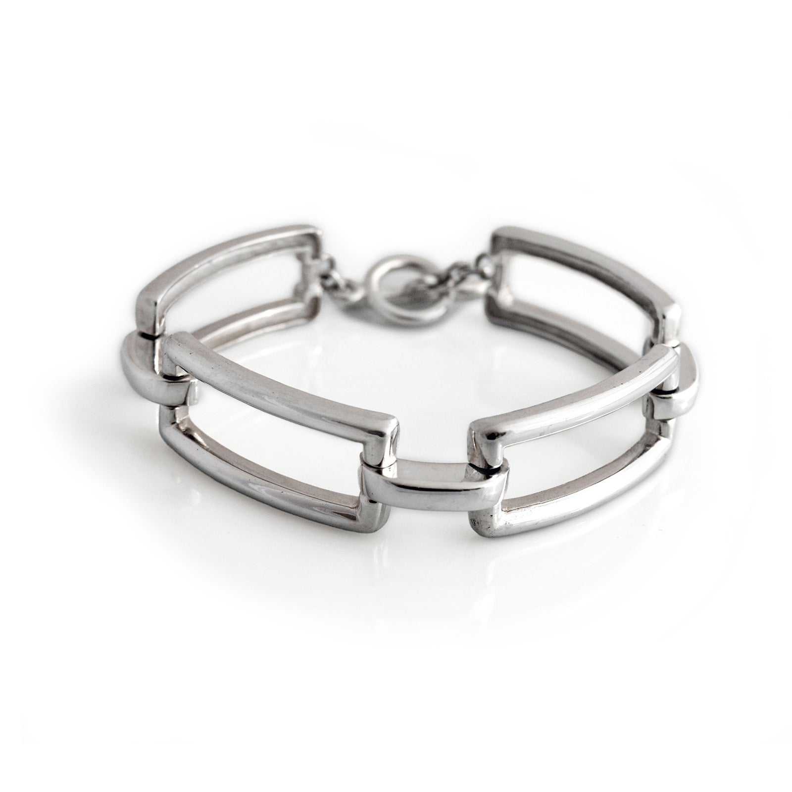 Sterling Silver Rectangular T-Bar Bracelet
