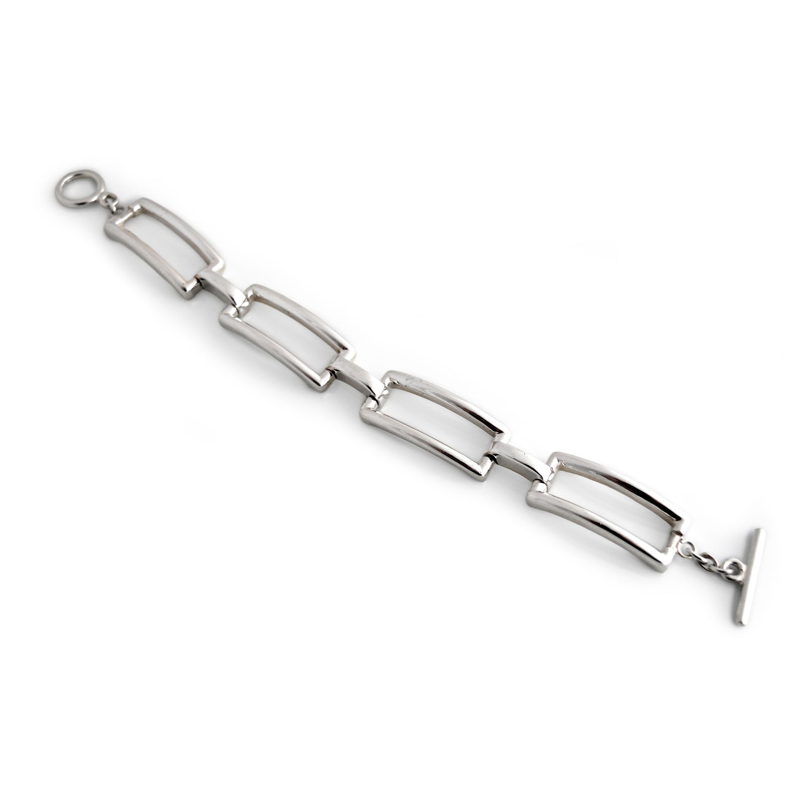Sterling Silver Rectangular T-Bar Bracelet