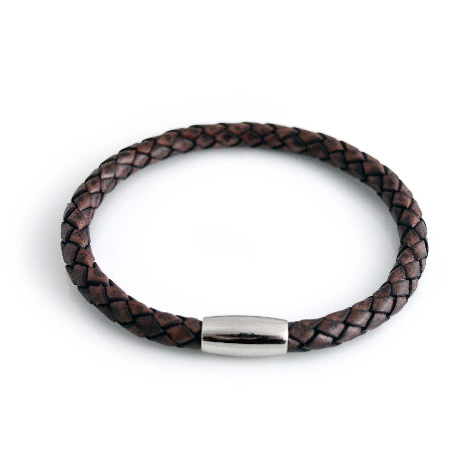 Brown Leather Bolo Bracelet With Stainless Steel Clasp