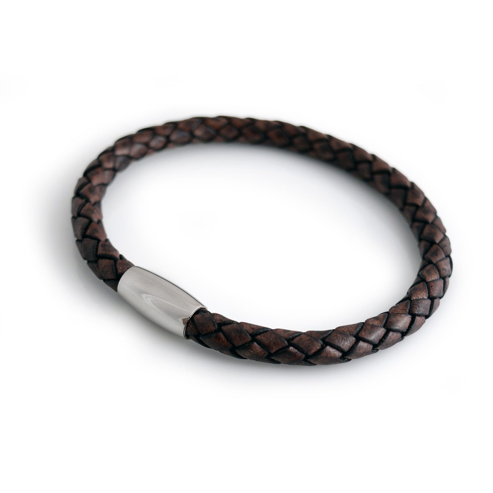 Brown Leather Bolo Bracelet With Stainless Steel Clasp