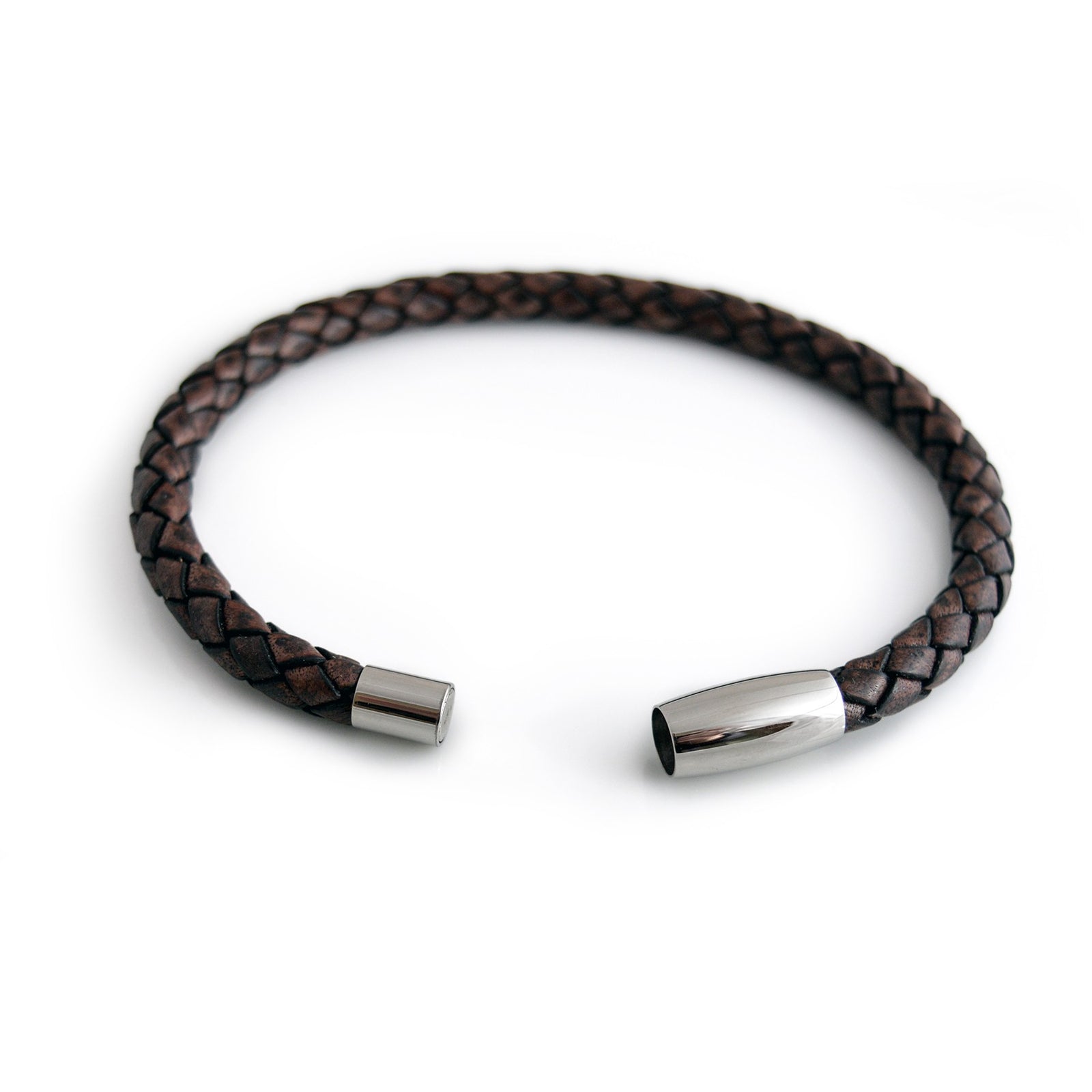 Brown Leather Bolo Bracelet With Stainless Steel Clasp