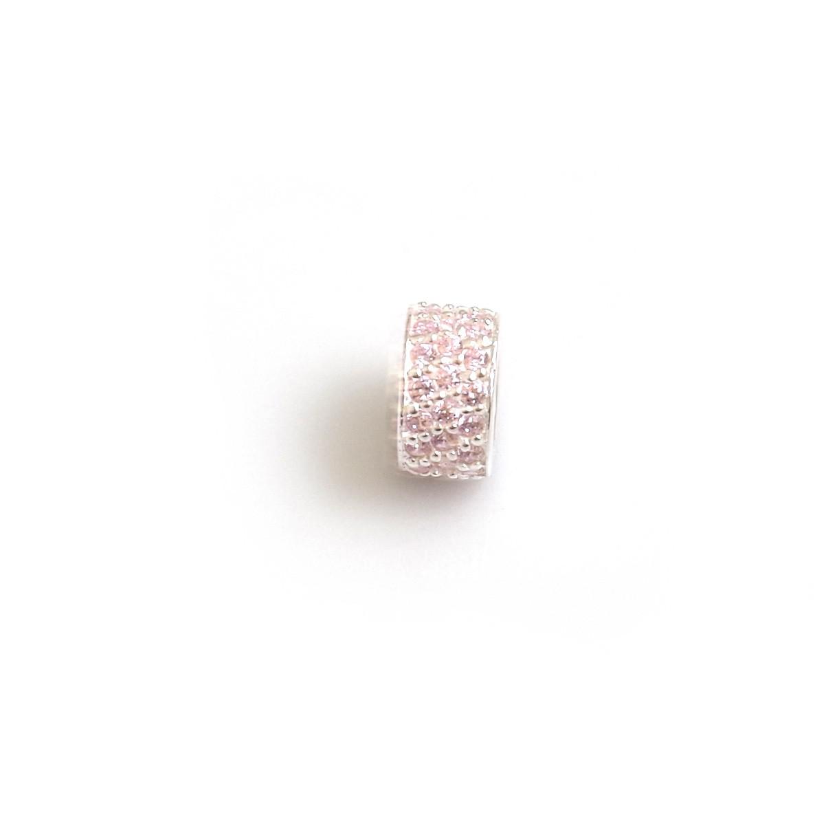 Exclusive Sterling Silver & Pink CZ Starlight Roller Charm Bead
