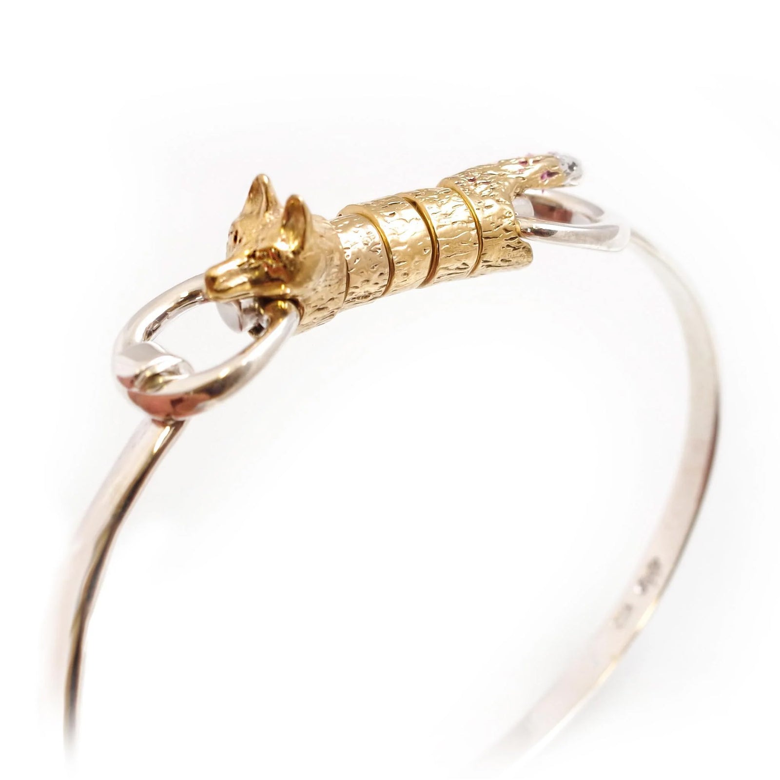 Sterling Silver And 18ct Yellow Gold Vermeil Foxy Roller Bangle