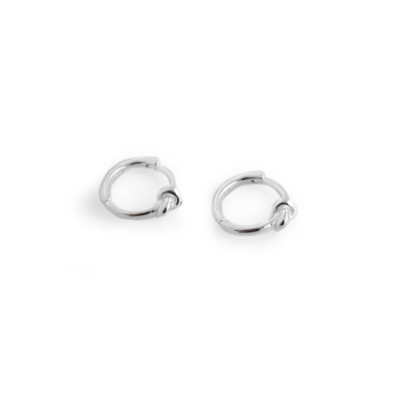 Sterling Silver Knot Huggie Hoop Earrings