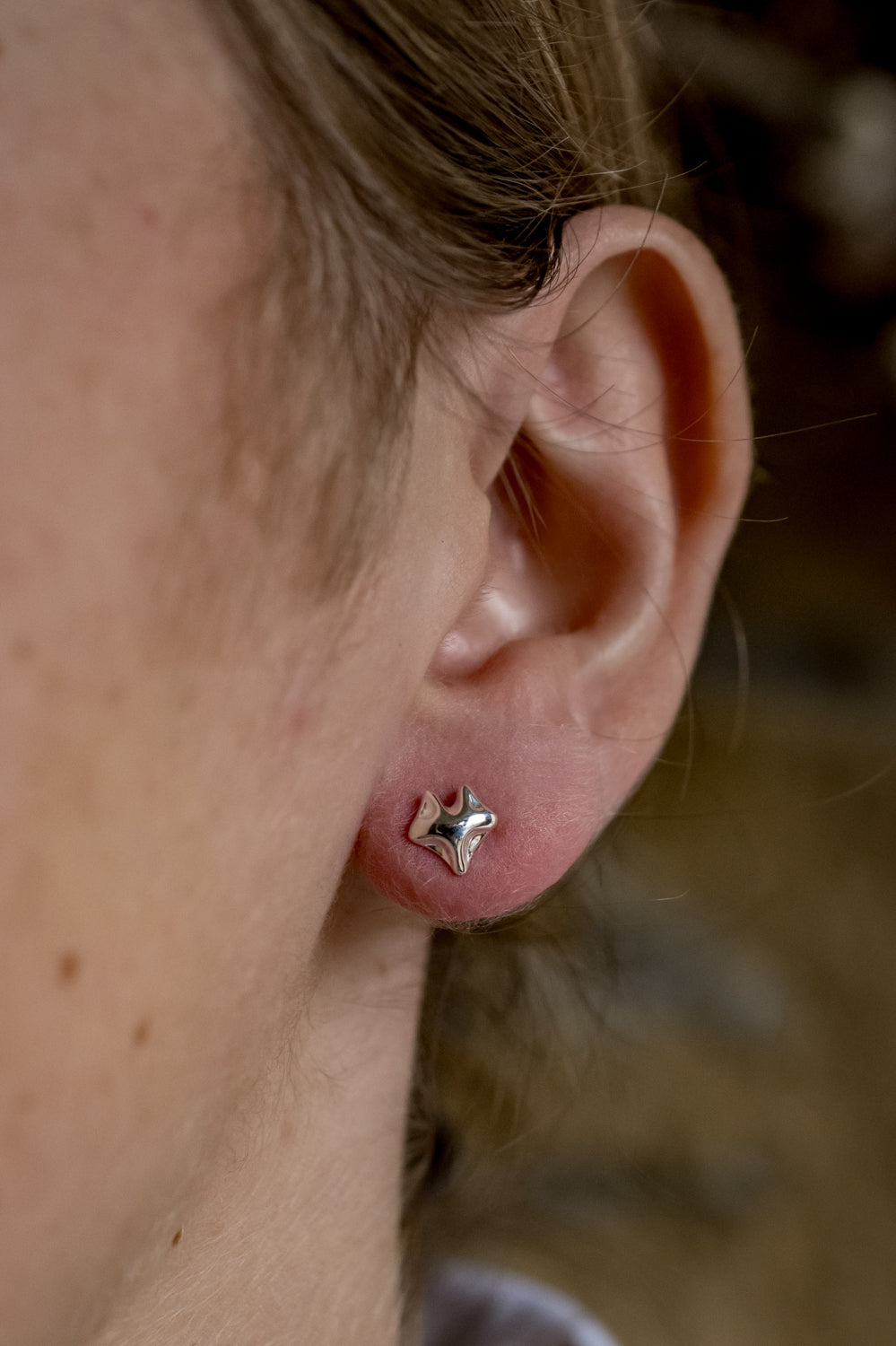 Sterling Silver Fox Stud Earrings