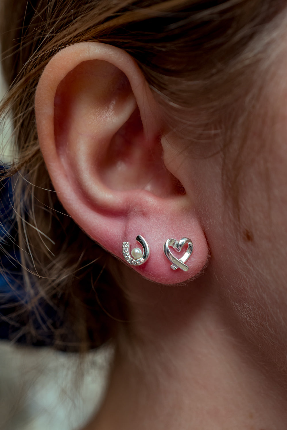 Sterling Silver Curvy Heart Stud Earrings