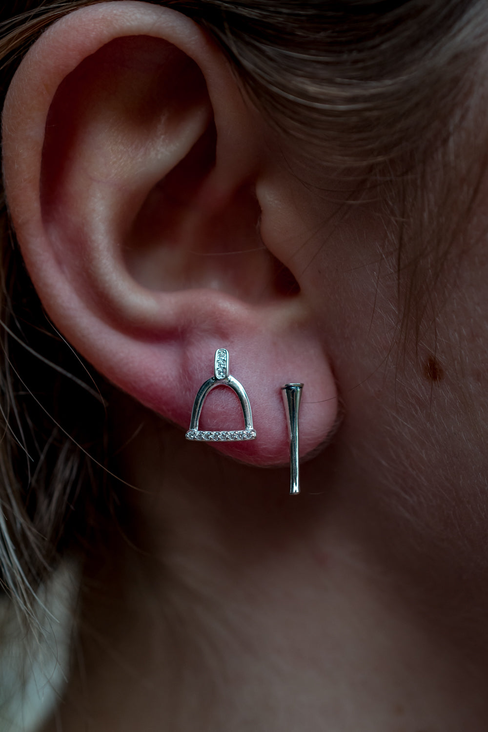 Sterling Silver Hunting Horn Earrings