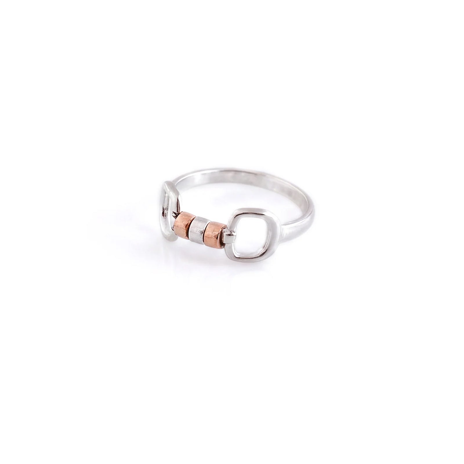 Exclusive Sterling Silver & Solid 9ct Rose Gold Cherry Roller Snaffle Ring