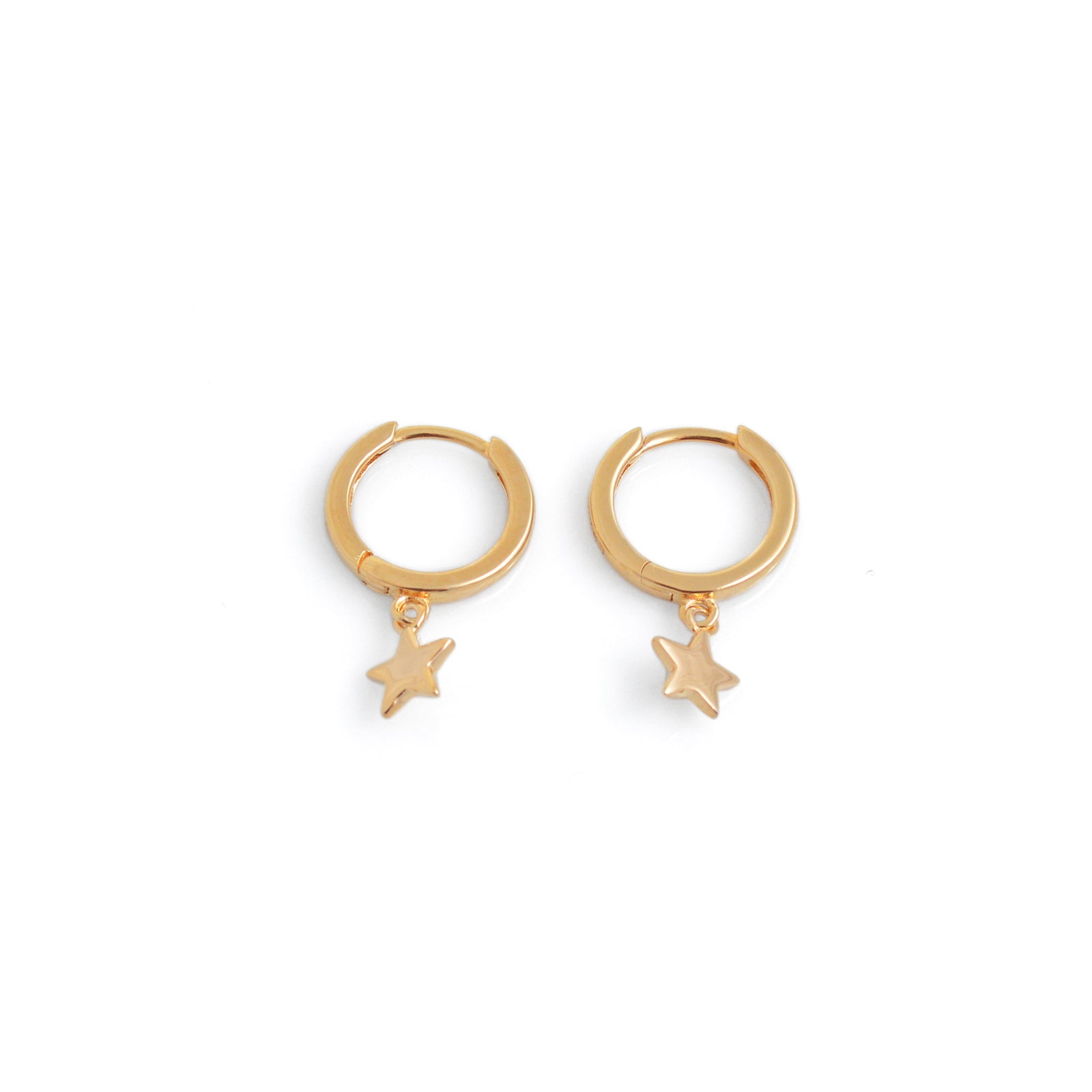 Sterling Silver & 18ct Gold Plated Star Huggie Hoop Earrings